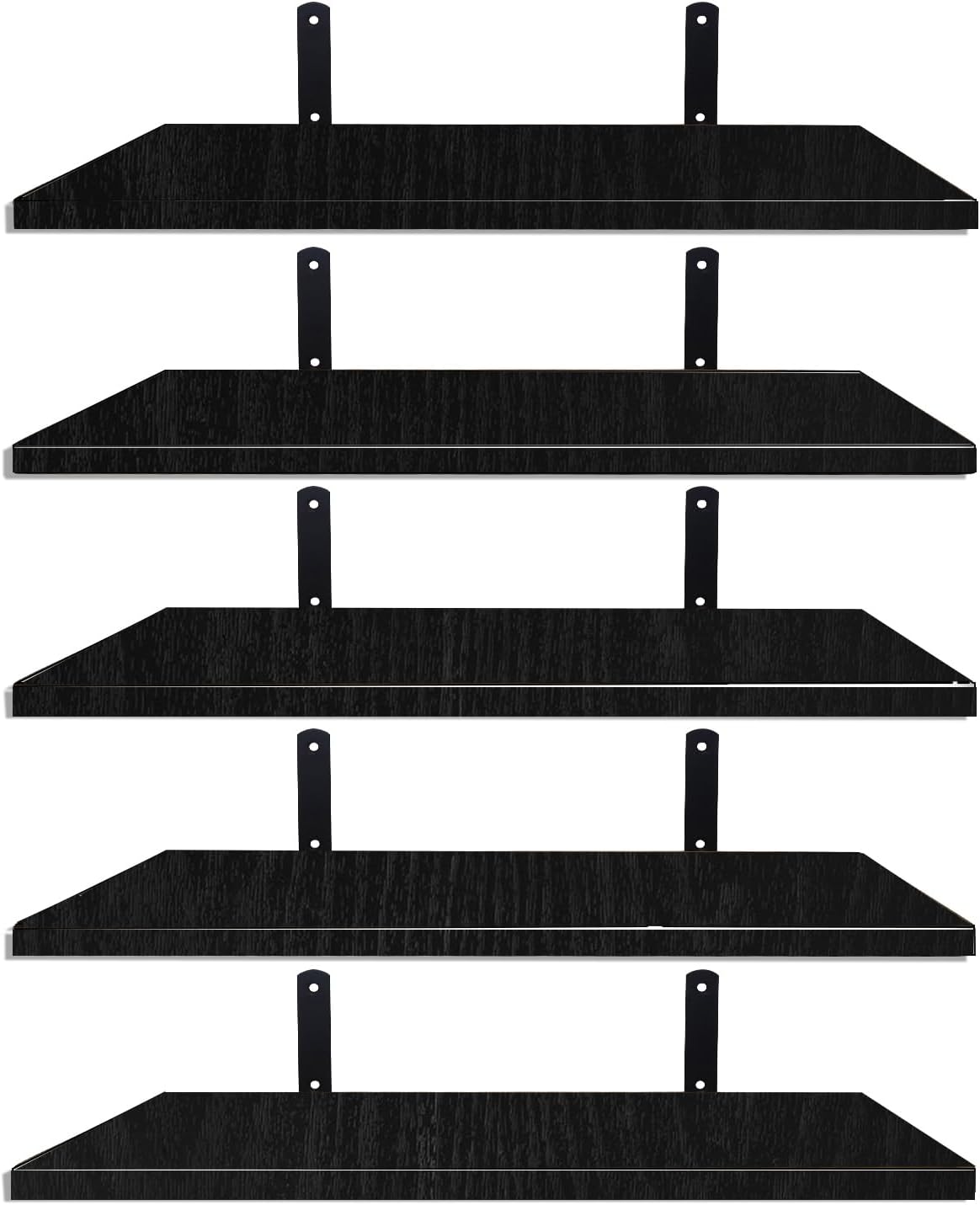 Detalle de Mardili Shelves Wood Wall Mounted Shelf, Rustic Set of 5 (Light brown) – Practical Floating Shelves for Small Décor