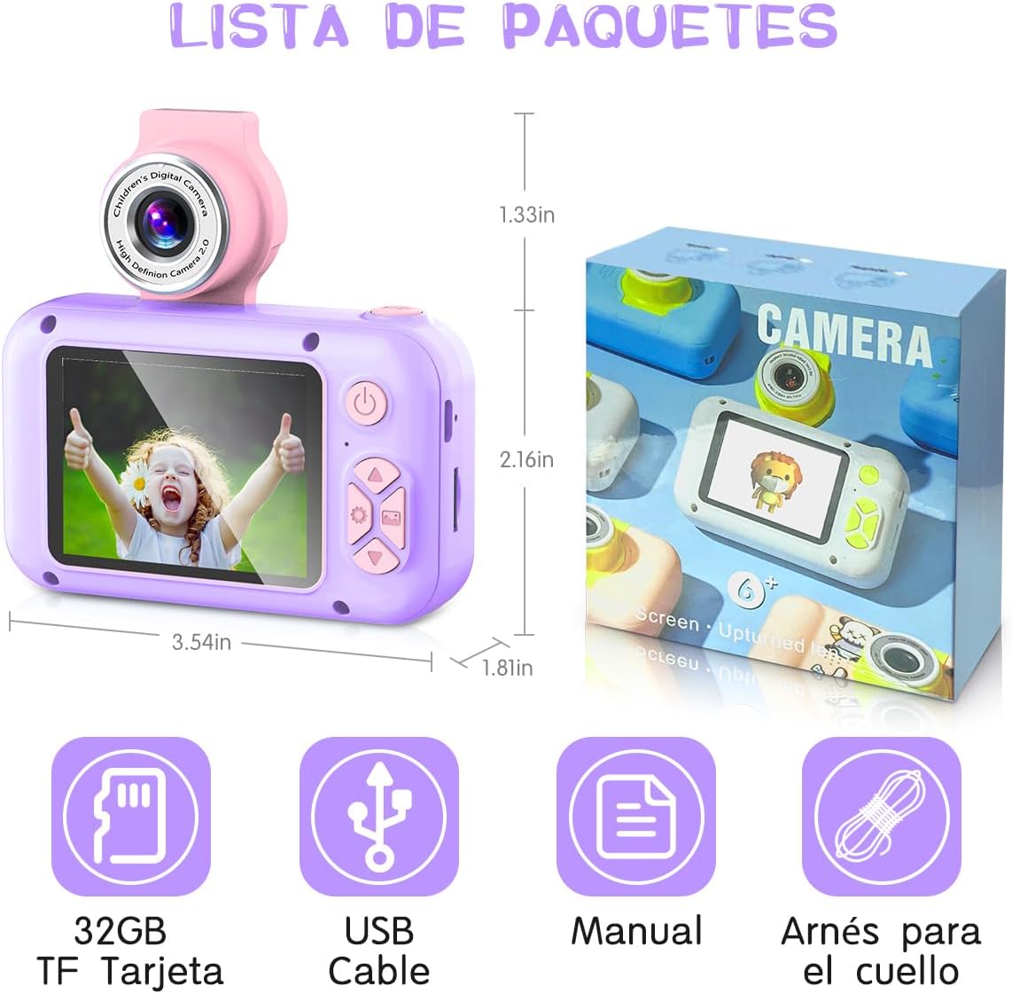 Thumbnail 6 de ARNSSIEN Cámara Fotos Infantil 180°