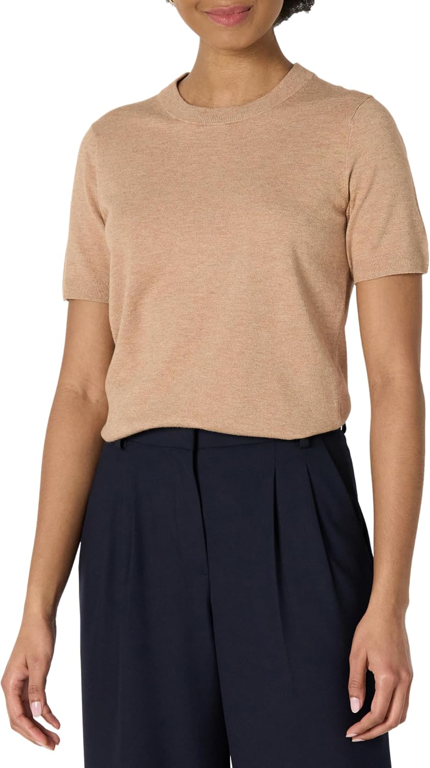 Detalle de Amazon Essentials Women's Regular-Fit Short Sleeve Crewneck Pullover Sweater Top