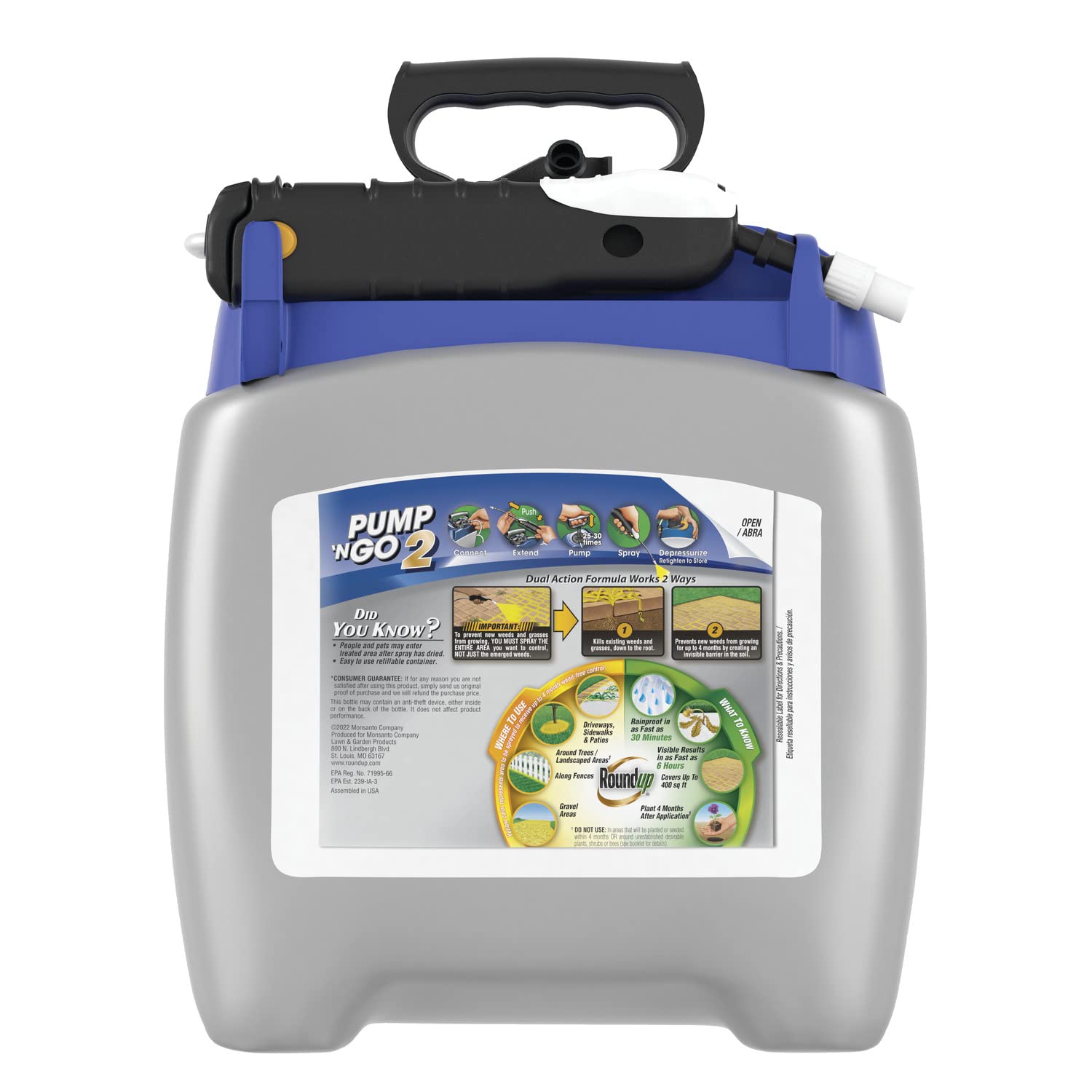 Detalle de Roundup 5377504 Weed & Grass Killer Spray, 1.33 gal, 4-Month Preventer