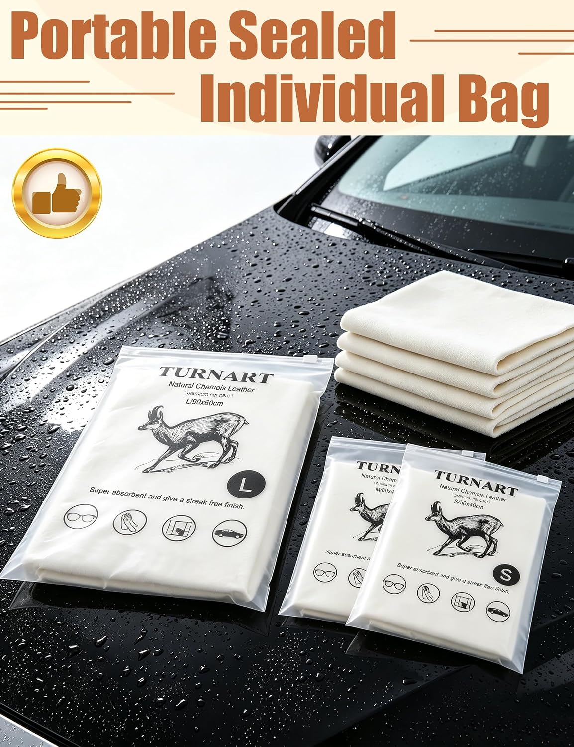 Thumbnail 6 de Turnart Genuine Chamois Leather Car Drying Shammy 50×40 cm