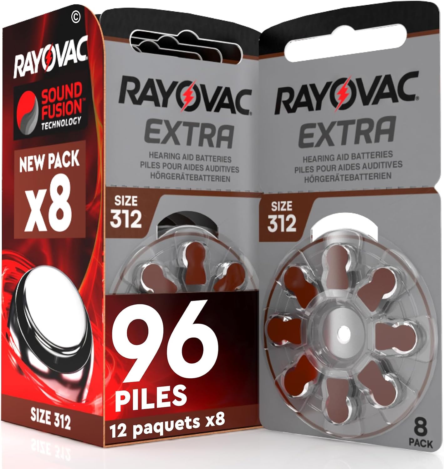 Detalle de 96 piles auditives Rayovac Extra 312 – lot de 12x8 piles zinc-air sans mercure