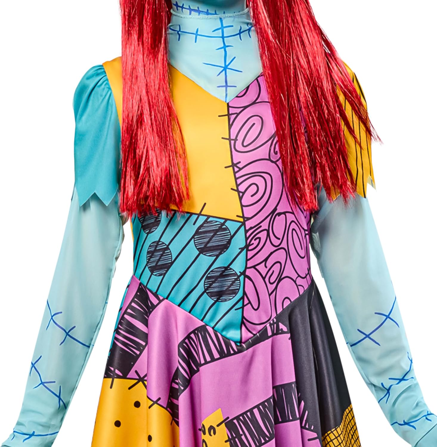 Detalle de Party City Sally Costume Dress for Kids, Printed Tights, Size Small (6/7)