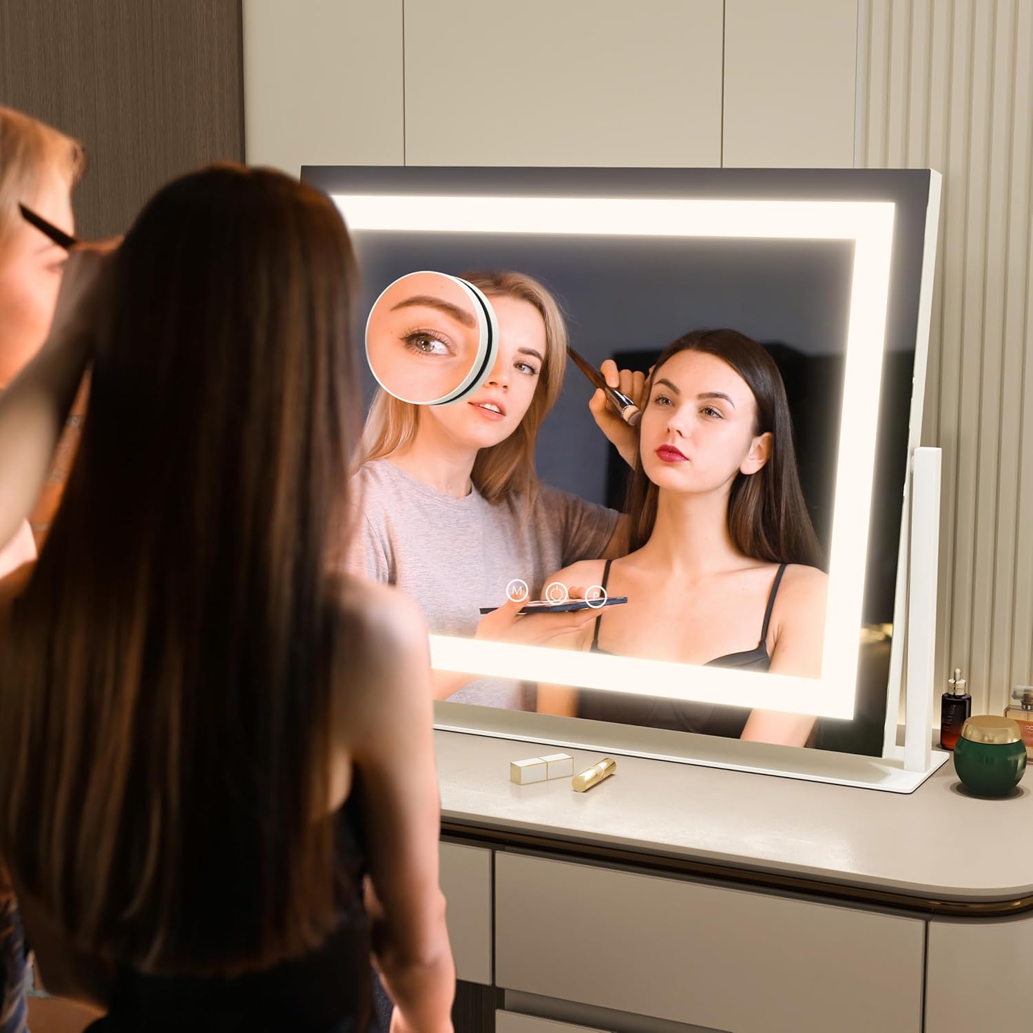 Thumbnail 4 de FENNIO Vanity Mirror with Lights 22"x18" — 10X Magnification, USB, and Smart Touch 3-Color Dimmable Lighting
