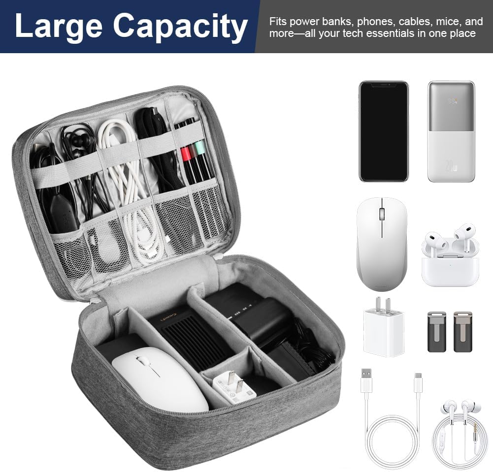 Thumbnail 3 de OFFCUP Kabeltasche Reise: Elektronik Organizer mit 2 Fächern, 24×18×10 cm, wasserdichtes 100D Gewebe