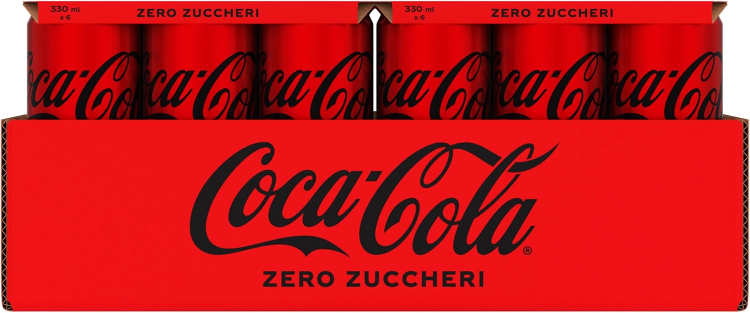 Detalle 2 de Coca-Cola Zero Zuccheri – Tutto il gusto Coca‑Cola senza calorie, lattine da 24 x 330 ml