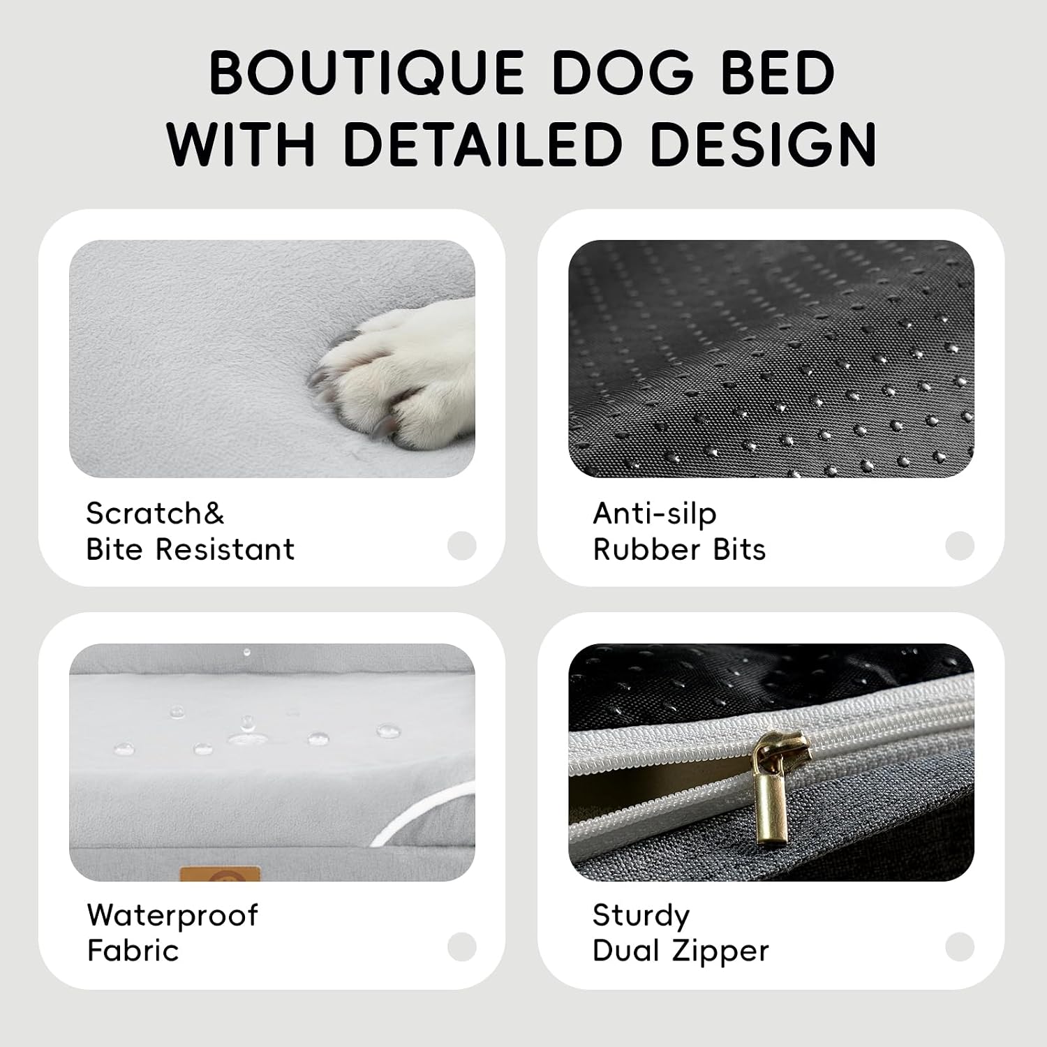 Detalle de L'AGRATY Medium Orthopedic Dog Bed – Waterproof Memory Foam Sofa with Sides, Grey