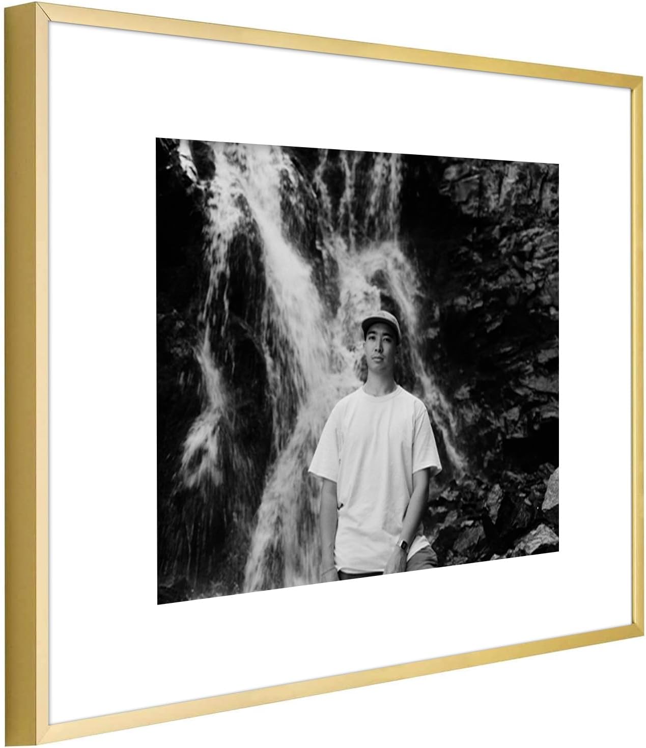 Thumbnail 1 de Golden State Art 11x14 Aluminum Picture Frame with Mat (Gold) — Real Glass Cover for 8x10 or 11x14 Photos