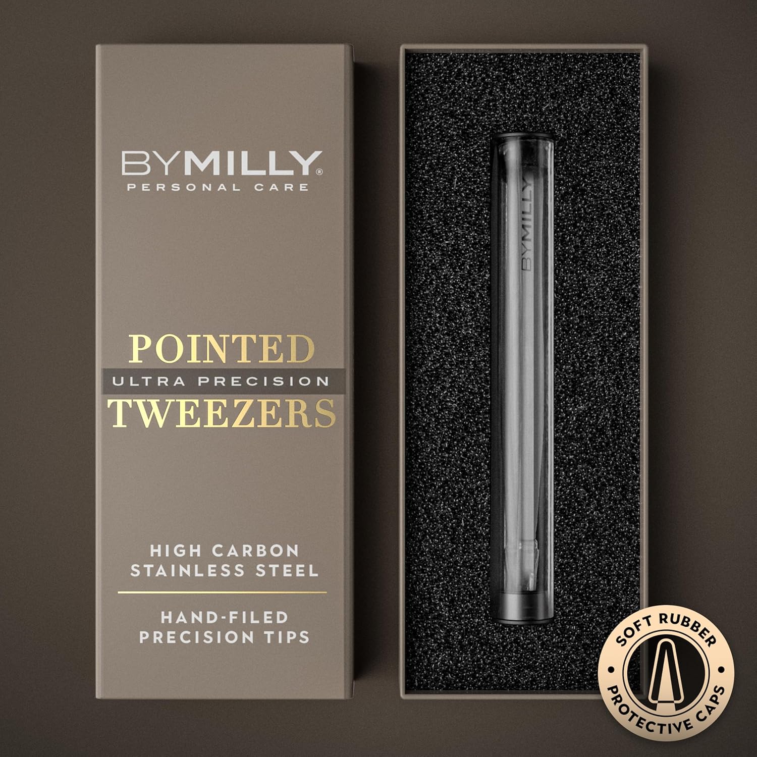 Thumbnail 1 de By MILLY Pointed Tweezers – High Carbon Stainless Steel Precision Tweezers (Silver)