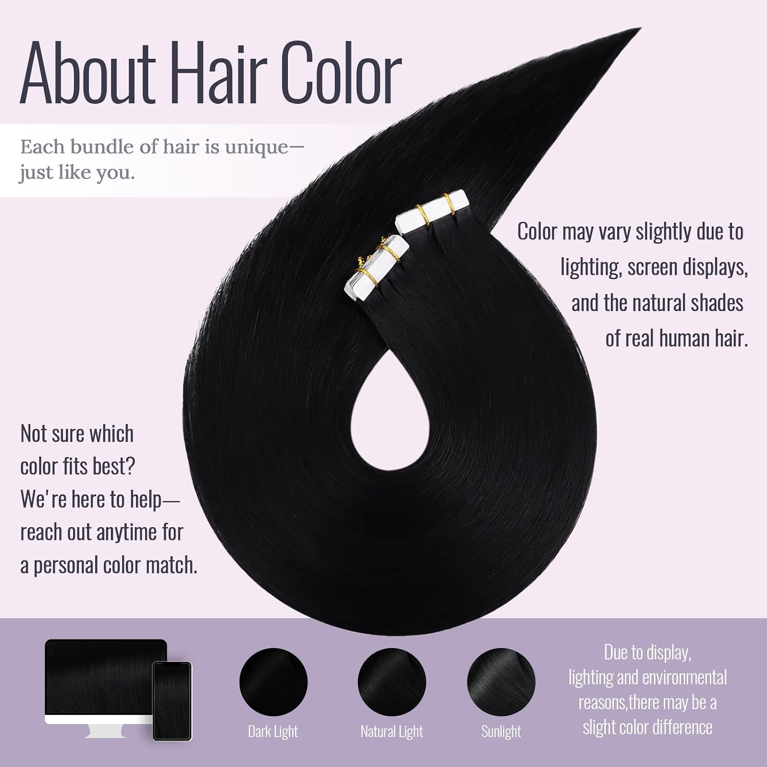 Detalle 2 de Fshine Tape-in Extensions Echthaar Tiefschwarz (30 g, 20 Stück) – Remy-Haar mit doppelseitigem Klebeband