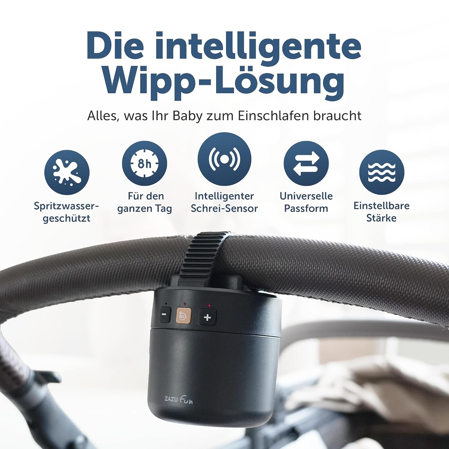 Detalle de ZAZU ROXY Baby Rocker – Elektrischer Kinderwagen-Schaukler mit Weinen-Sensor, 40-Min-Auto-Off