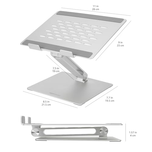 Detalle de Amazon Basics Adjustable Ergonomic Laptop Stand with Heat Vent – Multi-Angle for 10–17 Inch Laptops