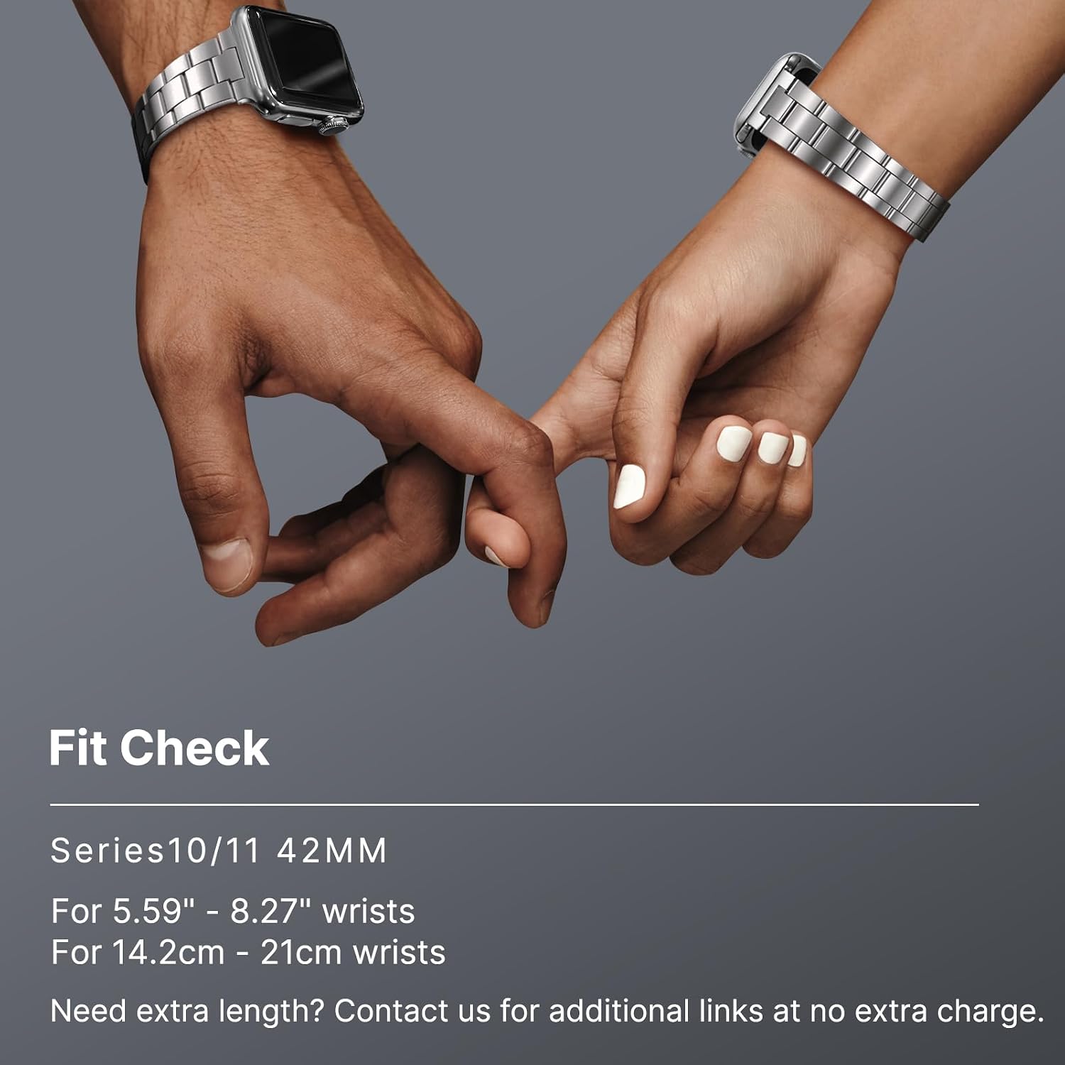 Detalle 2 de Fullmosa Stainless Steel Apple Watch Strap with Case — 38mm/40mm/41mm, Upgraded Solo Link Design for SE to Series 9 (Silver)