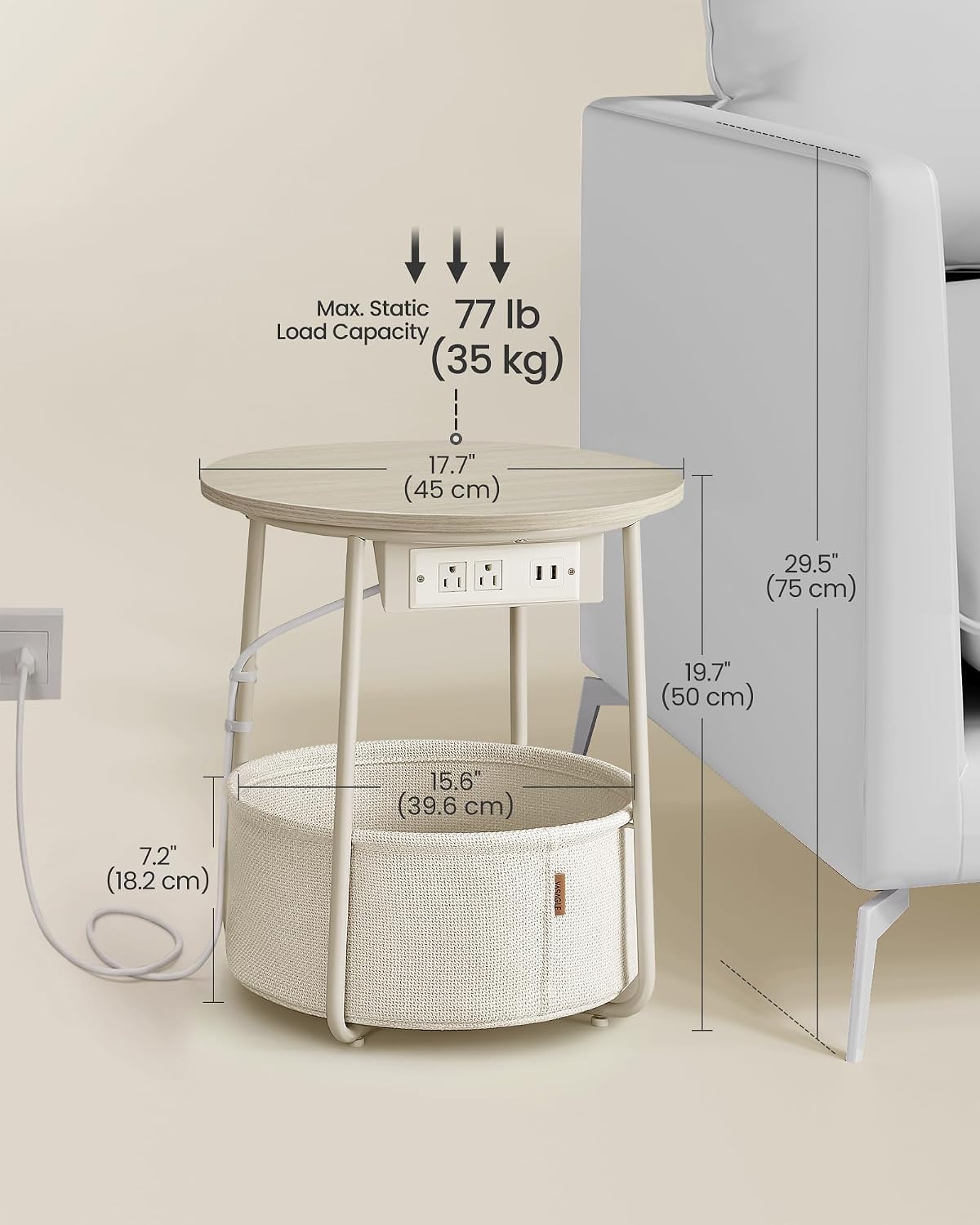 Detalle 2 de VASAGLE Side Table ULET228N01