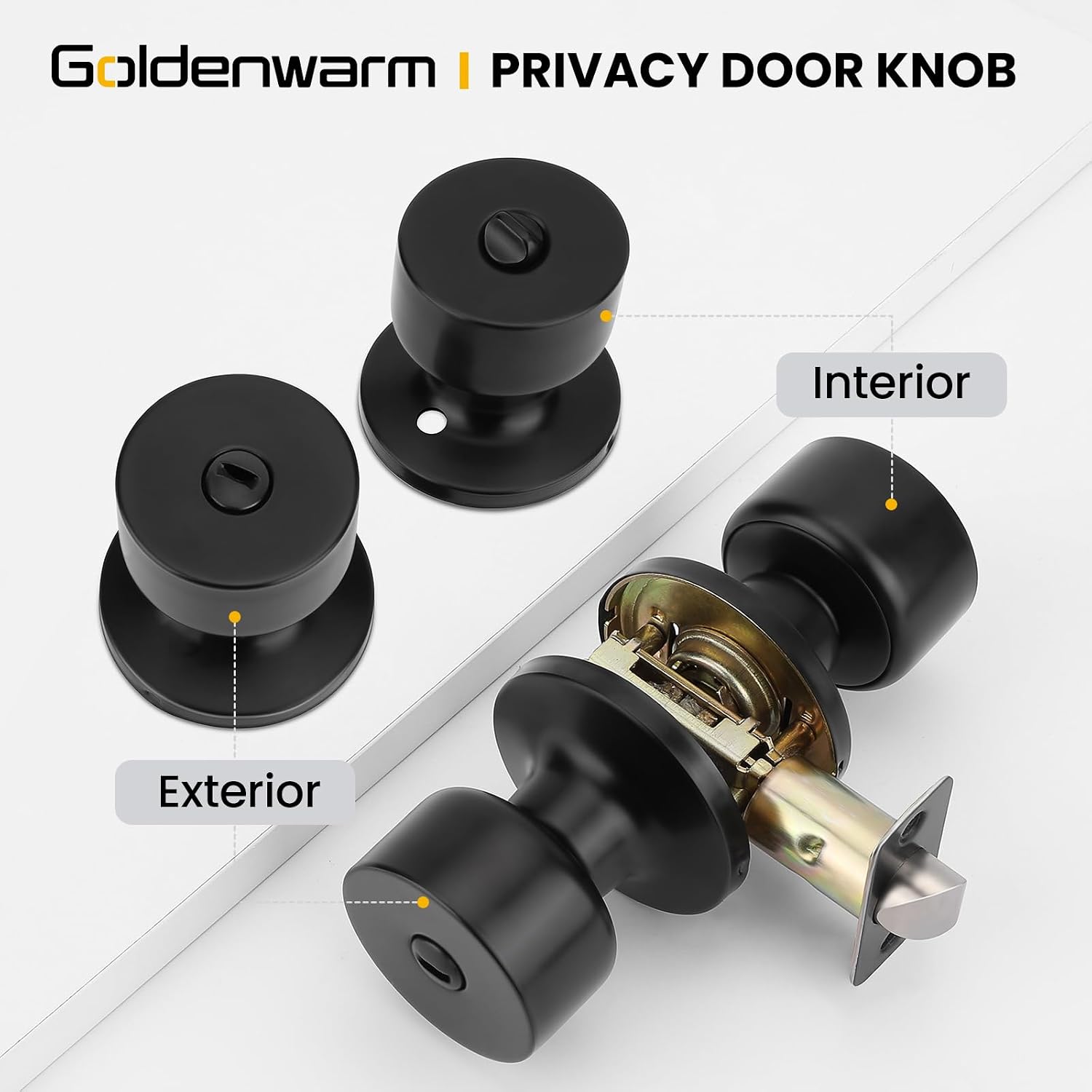 Detalle 2 de Goldenwarm Privacy Door Knobs 3-Pack
