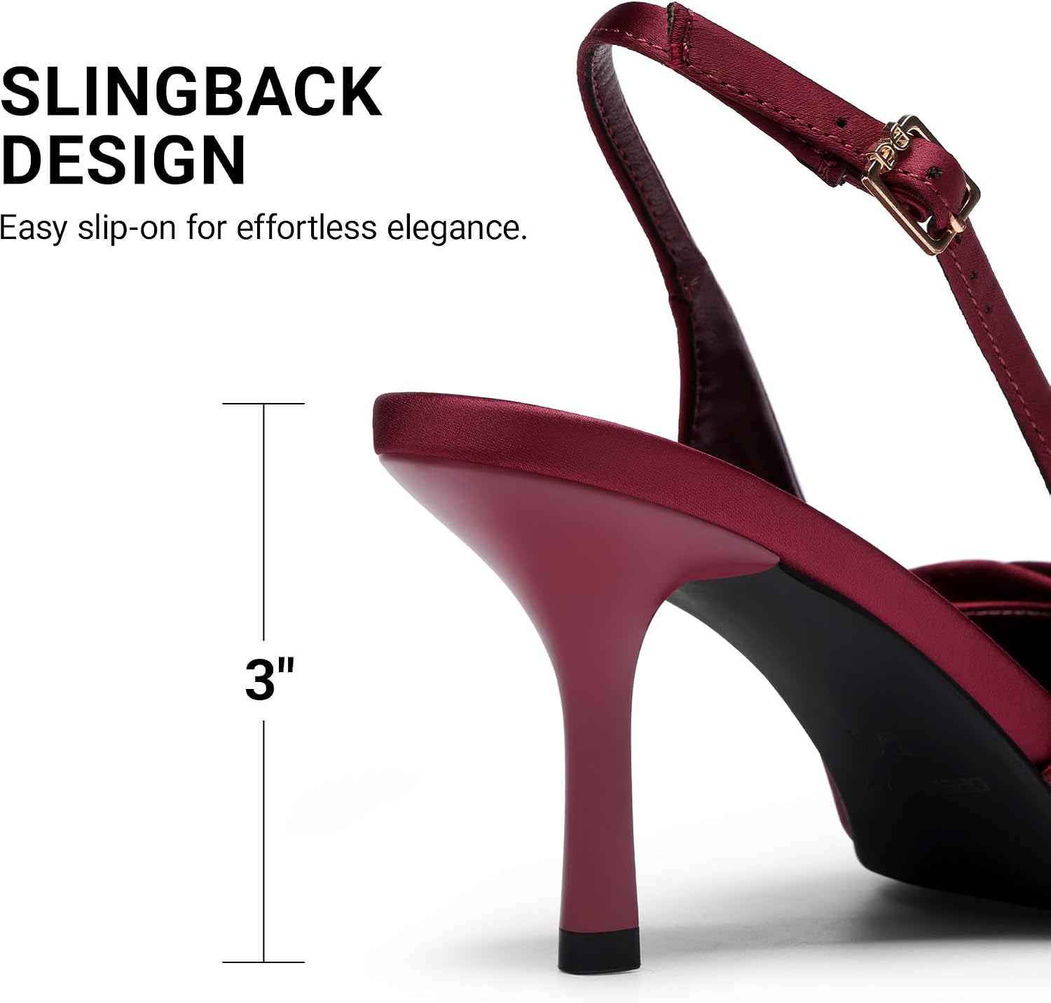 Detalle de DREAM PAIRS Slingback Stiletto Heels, 3-Inch Kitten Heel, Bow, Pointed Toe