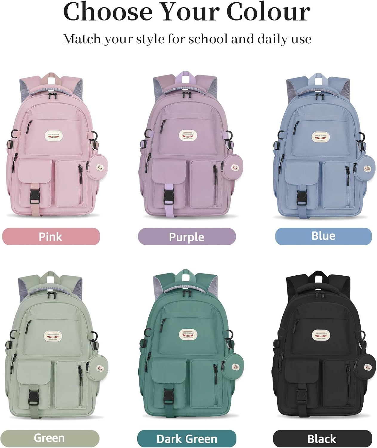 Thumbnail 5 de BECOJADDE 25L backpack with 15.6" laptop compartment