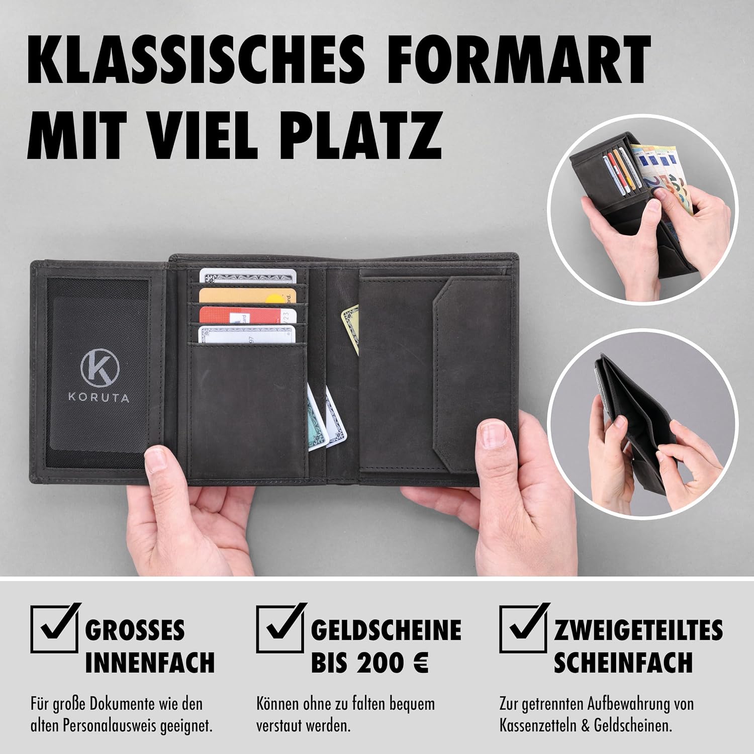 Thumbnail 2 de KORUTA Geldbörse Herren RFID Schutz 13 Fächer
