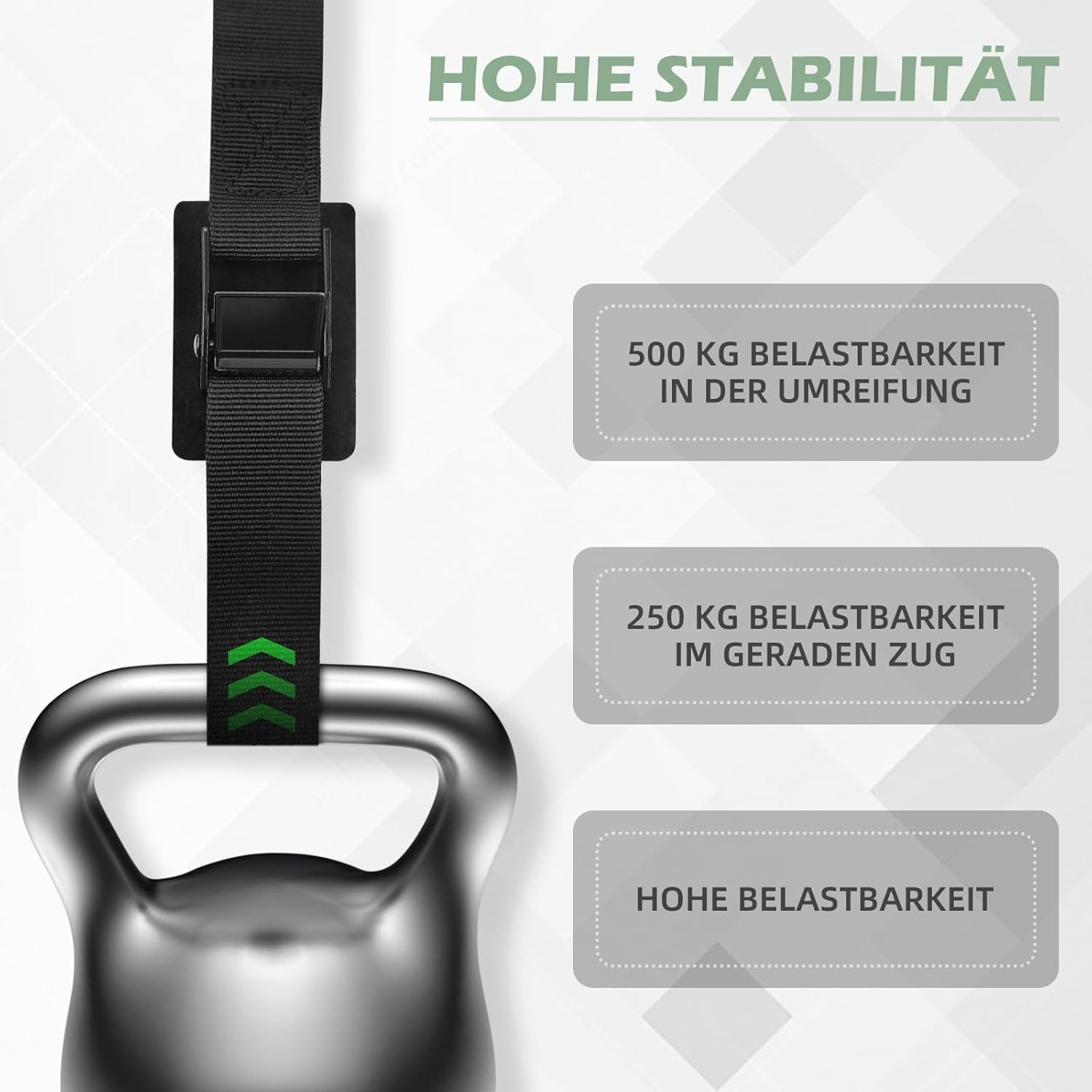Detalle de Aulese 4 Stück Spanngurte Schwarz – 40 cm, 250 kg Tragkraft, Edelstahlschnalle