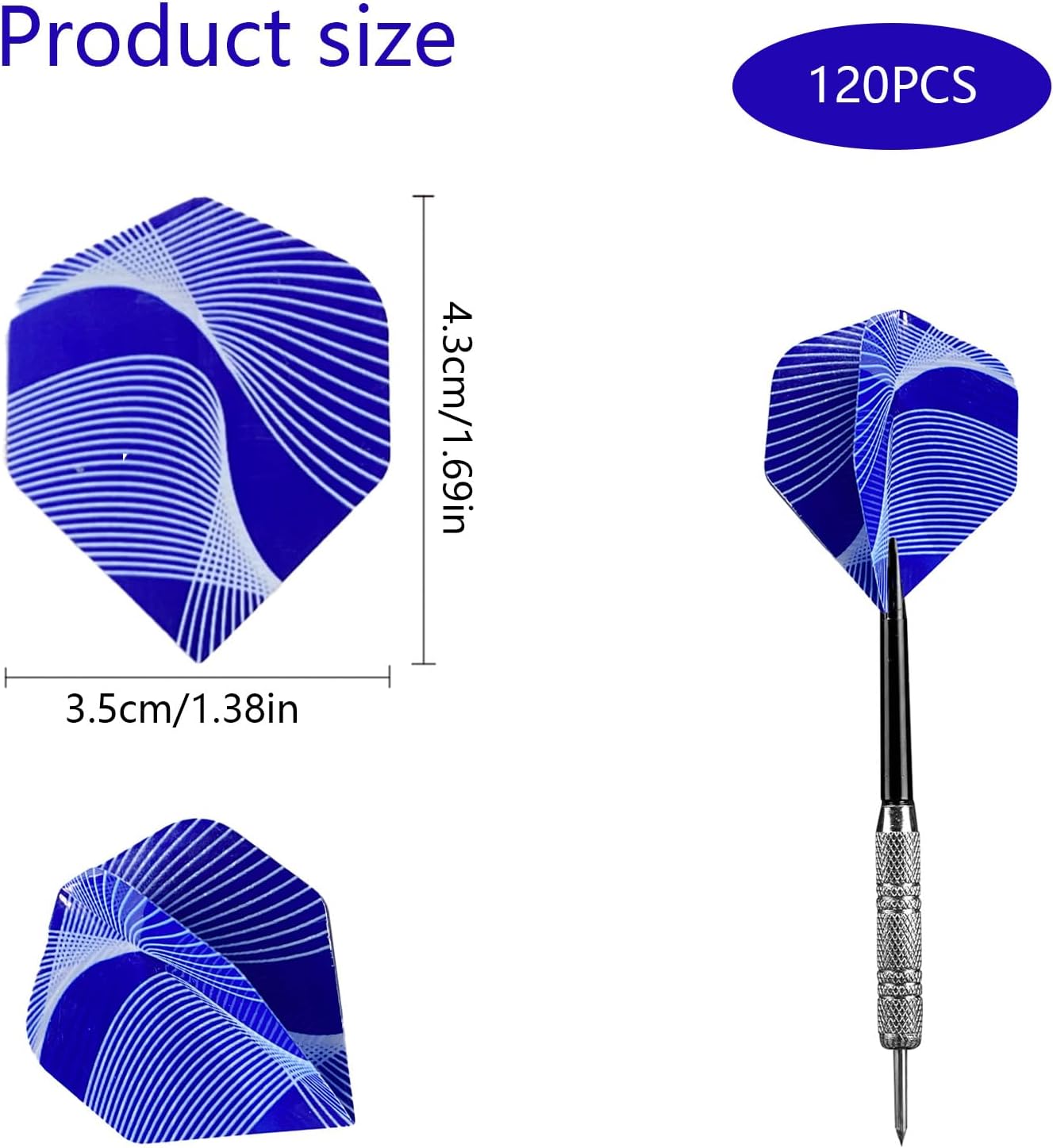 Detalle 2 de WanderGo 120 Pcs Standard Dart Flights in PET – Durable Replacement Tails for Steel & Soft Tip Darts