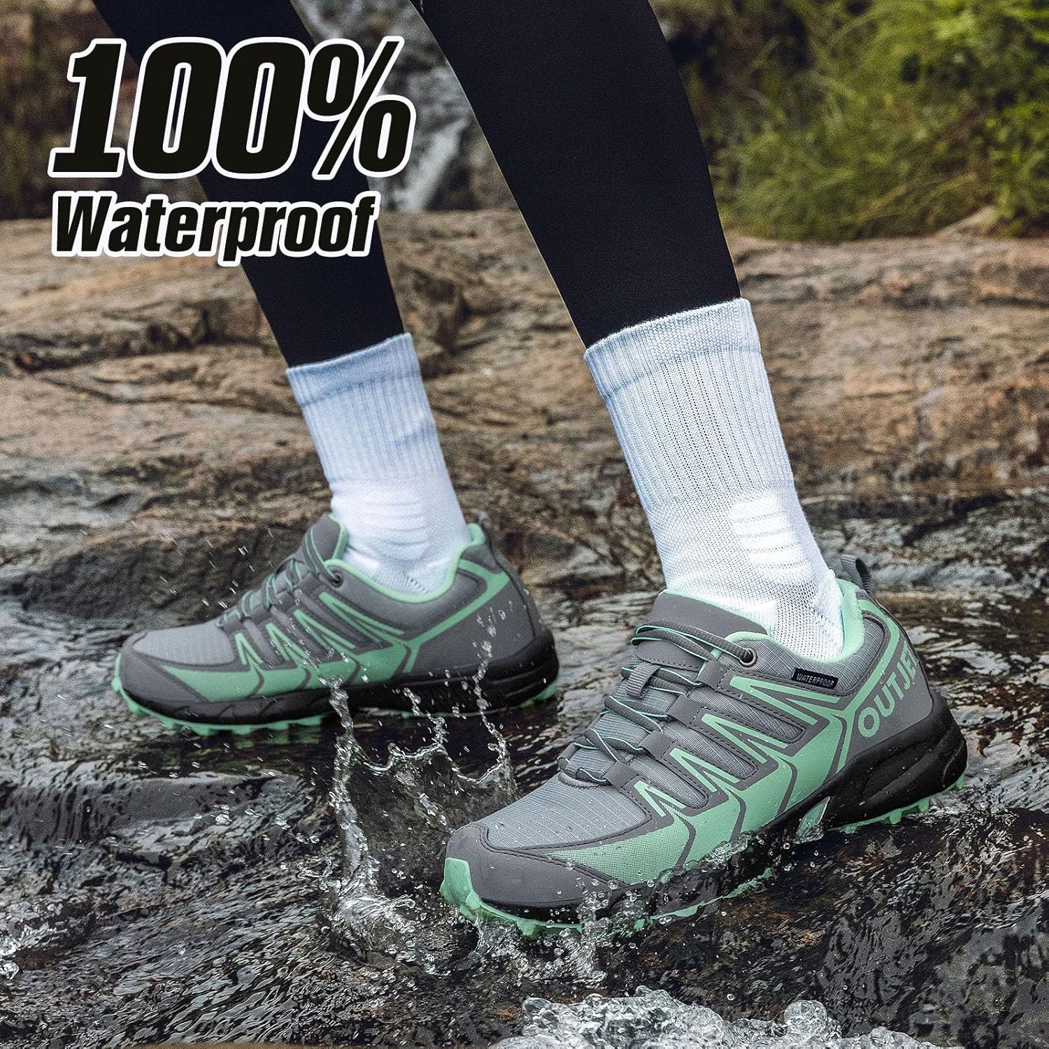 Thumbnail 1 de OUTJET Women's Waterproof Hiking Shoes: Lightweight, Non-Slip Waterproof Boots