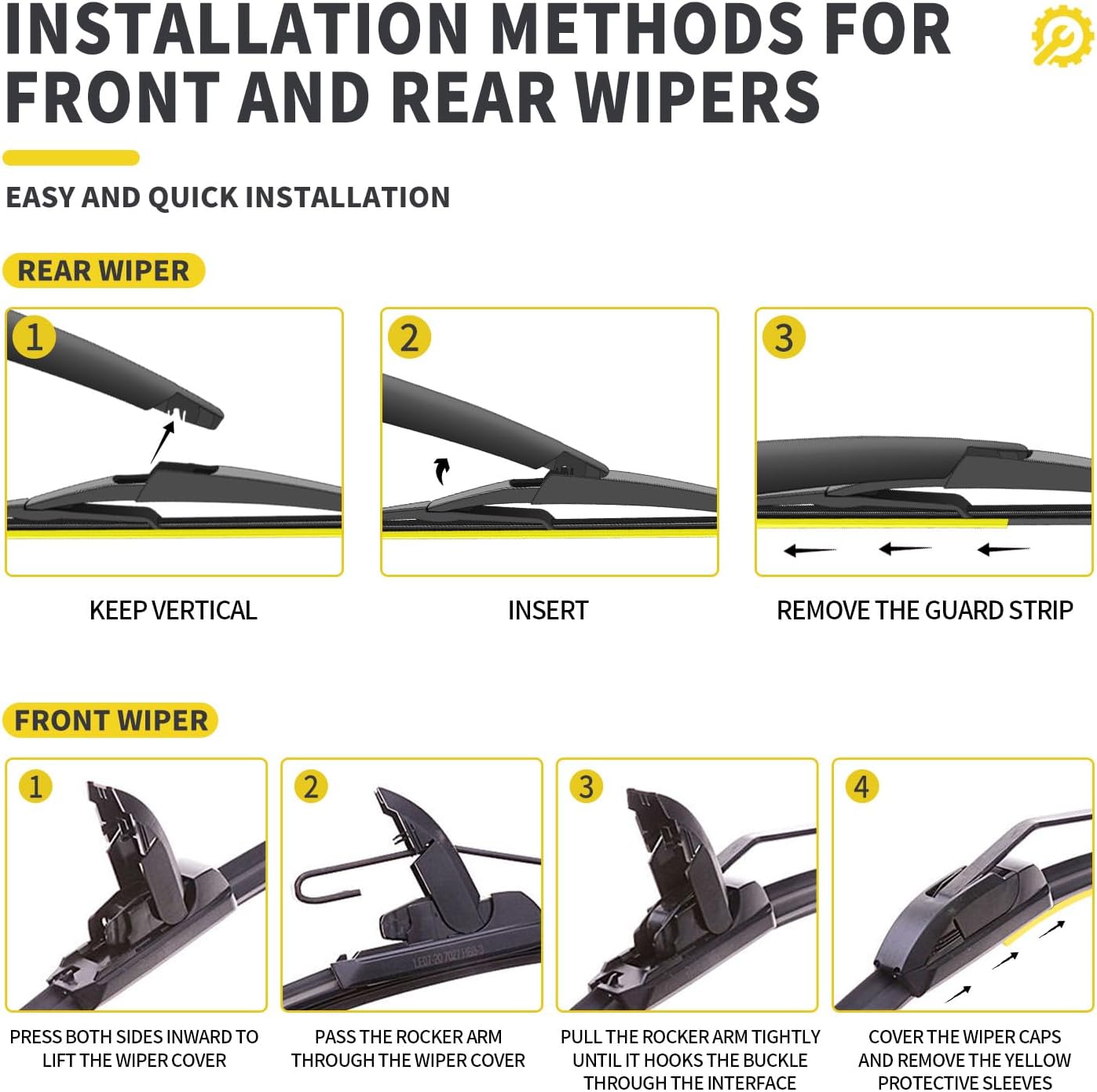 Thumbnail 6 de JINGOU Wiper Blades 26/14/12-Inch Windshield Wipers Set (Pack of 3) for Nissan Rogue 2008–2013 and 2014–2015 Select