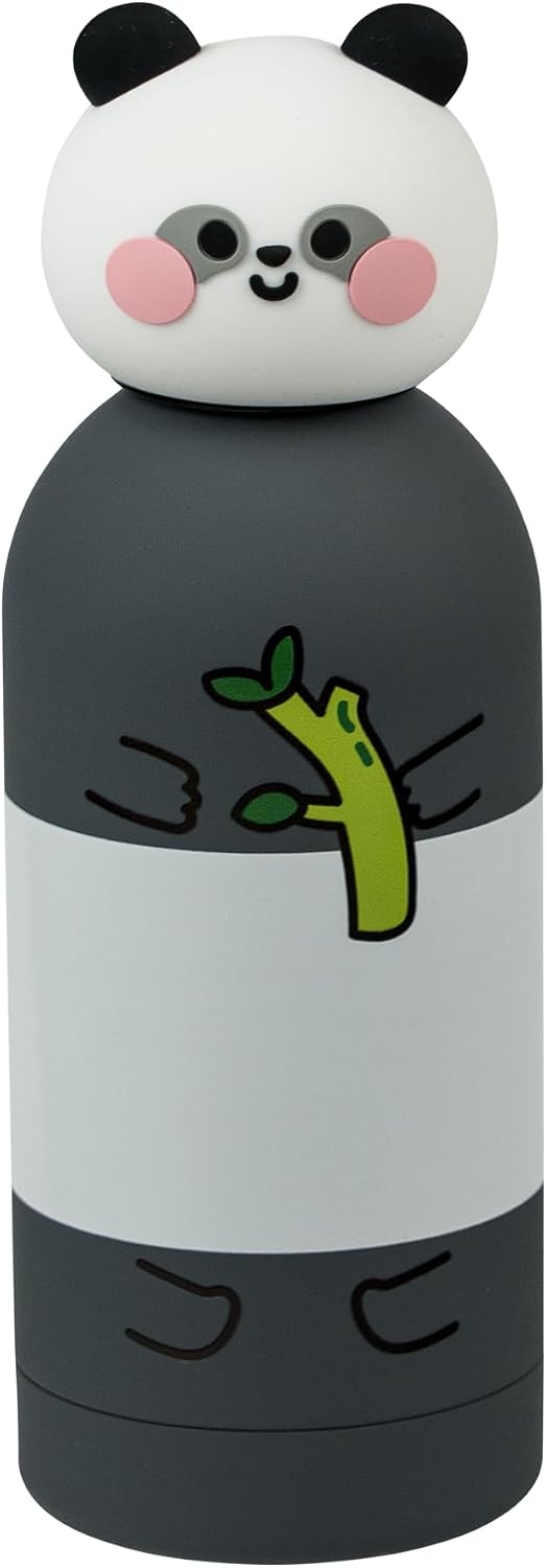 Detalle de Cartomania Thermosflasche aus Edelstahl (350 ml) mit Silikondeckel – panda Design, BPA-frei