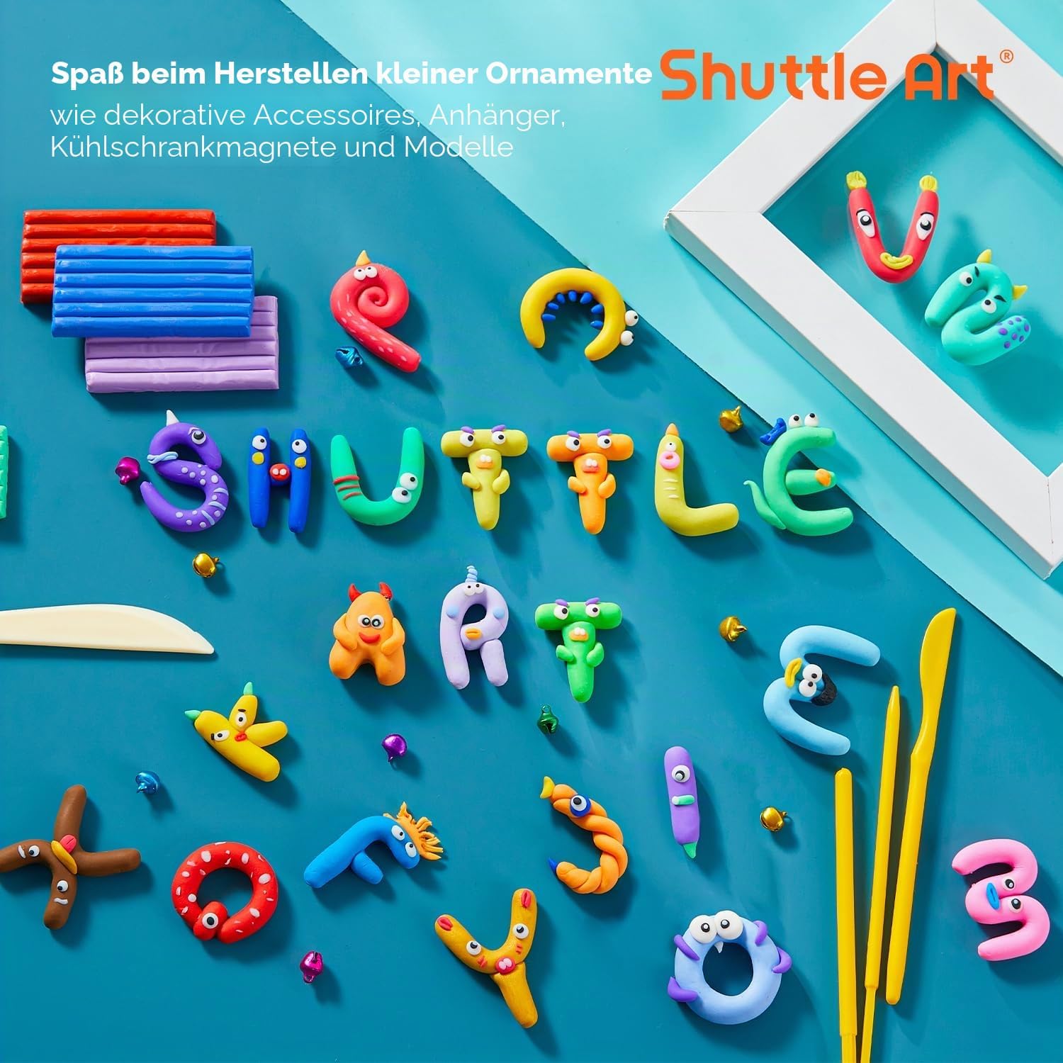 Detalle de Shuttle Art Polymer Clay Set – 60 Farben, 140 Teile Zubehör, 19 Schnitzwerkzeuge
