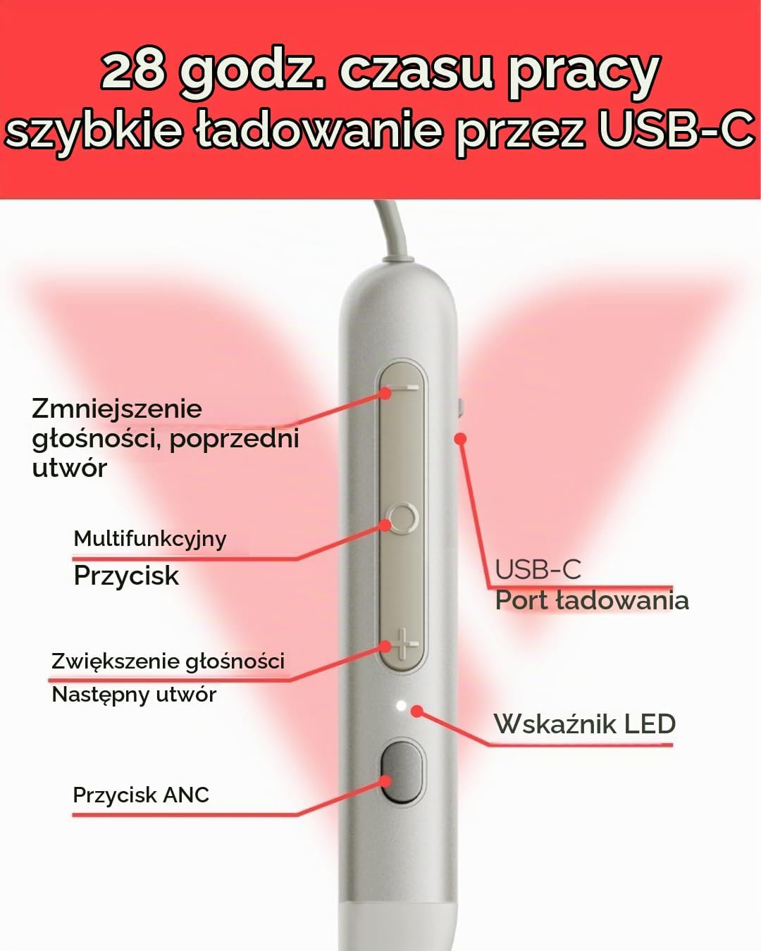 Thumbnail 2 de Verbatim TruSound ANC Neckband – słuchawki douszne z ANC, Bluetooth 5.4 i do 28 h pracy