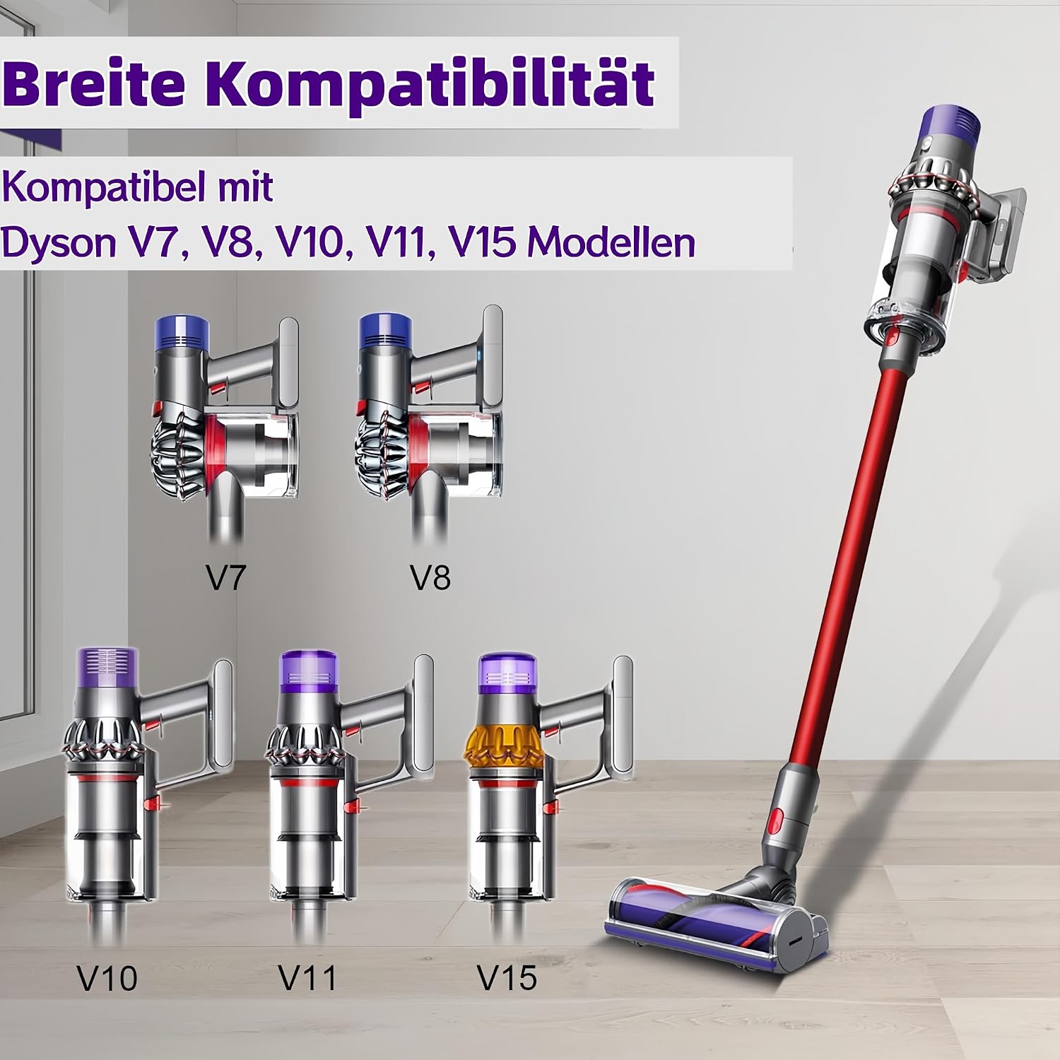 Detalle 2 de Elektrische Bodendüse mit Direktantrieb für Dyson V7–V15 – Turbobürste incl. Ersatzteil und Zubehör