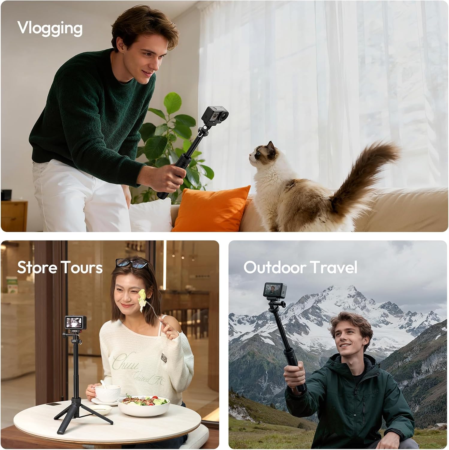 Thumbnail 6 de Ulanzi MT92 : perche à selfie avec trépied intégré pour caméras d’action (GoPro, DJI Osmo Action 5/6)