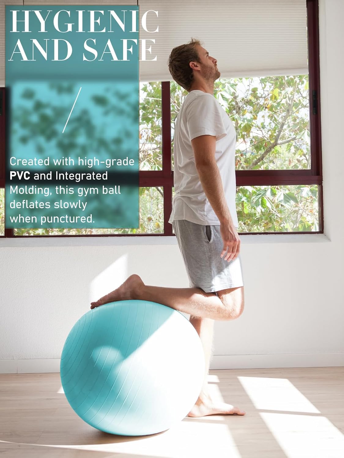 Thumbnail 4 de PhysKcal Gym Ball 55-85cm: Anti-Burst Swiss Ball for Fitness, Yoga, Pregnancy & Balance