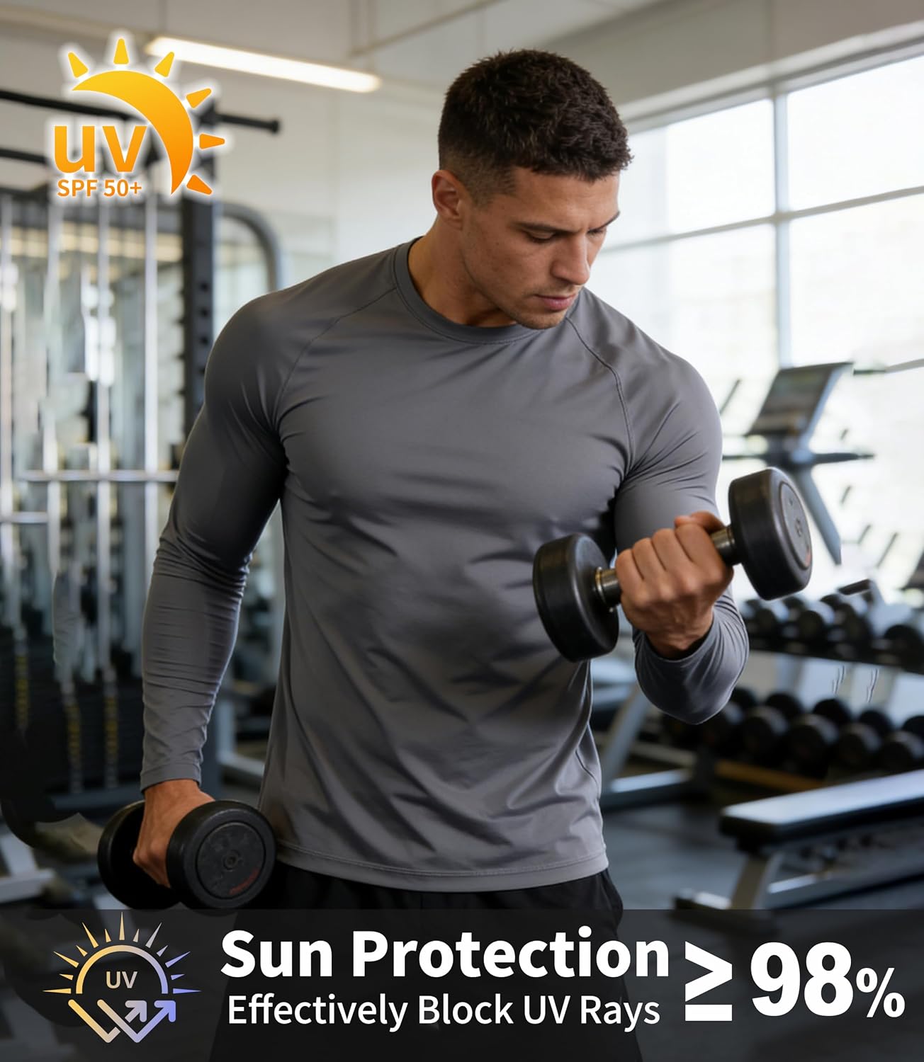 Detalle de ZITY 5 Pack Long Sleeve Shirts for Men with UPF 50+ Sun Protection — Fast Dry, Lightweight Rash Guard