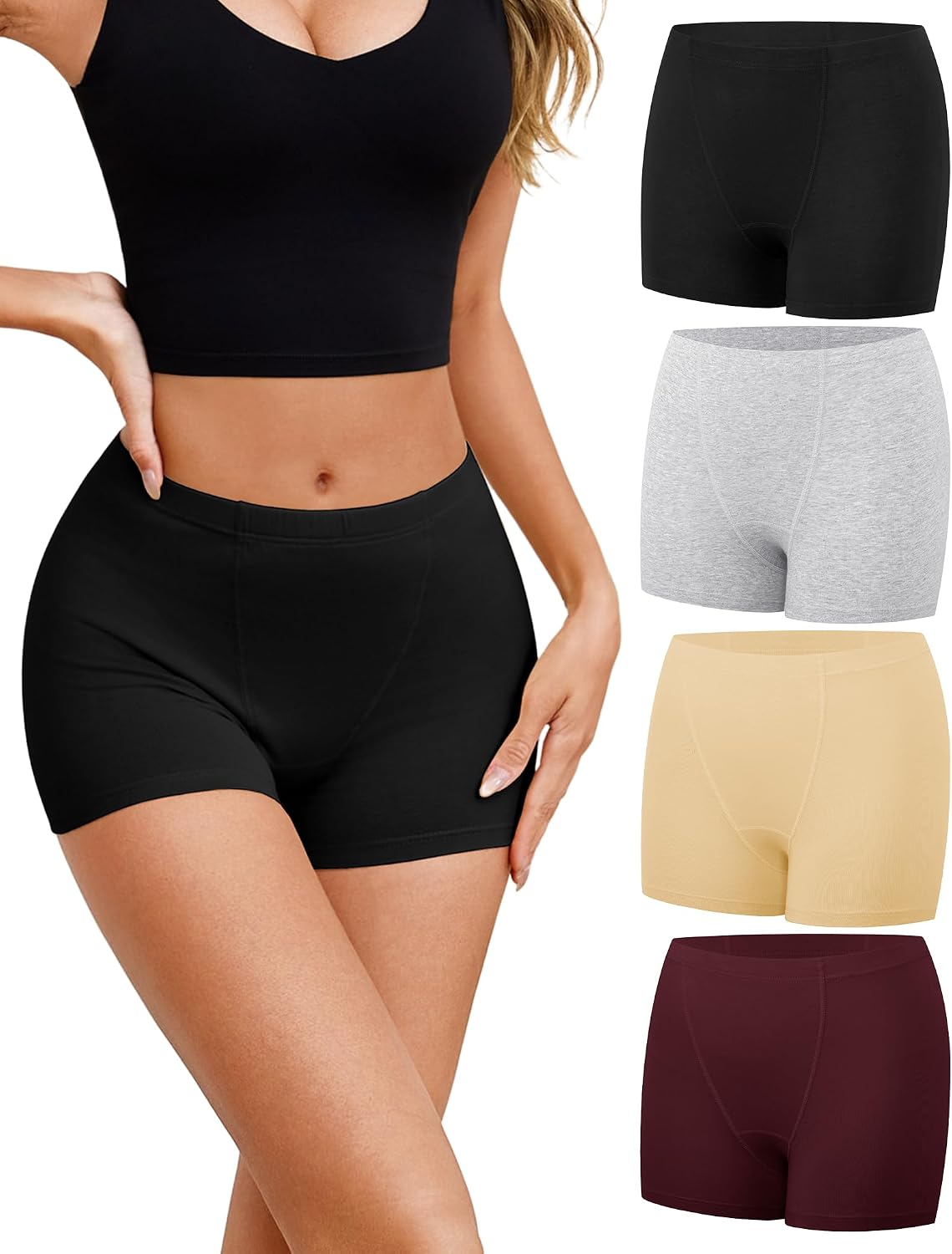 Detalle 2 de Ocexteur Boxer da donna in cotone stretch (confezione multipla) per comfort e anti-sfregamento