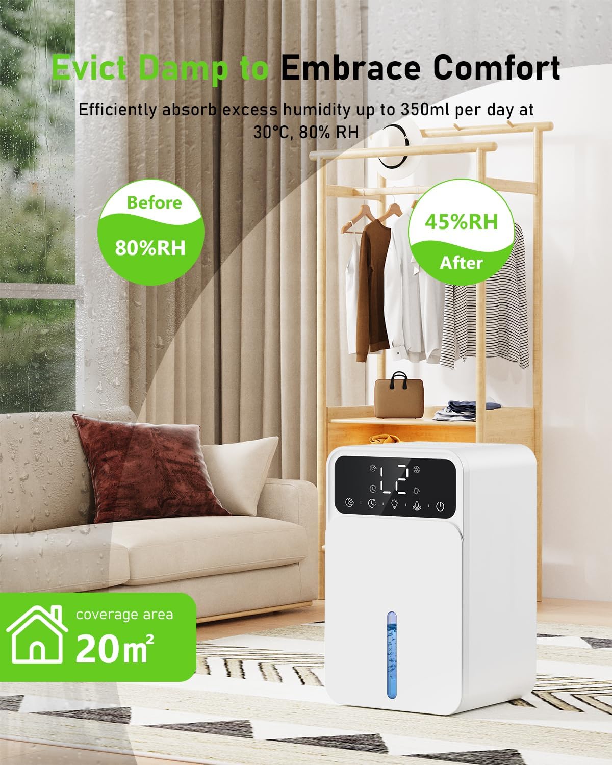 Detalle 2 de SENTICUM déshumidificateur 1500 ml 🏠