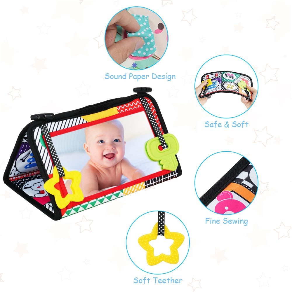 Thumbnail 2 de Aolso Giochi Montessori Libro di Stoffa con Specchio per Neonato 0-12 Mesi (tummy time e stimoli visivi)