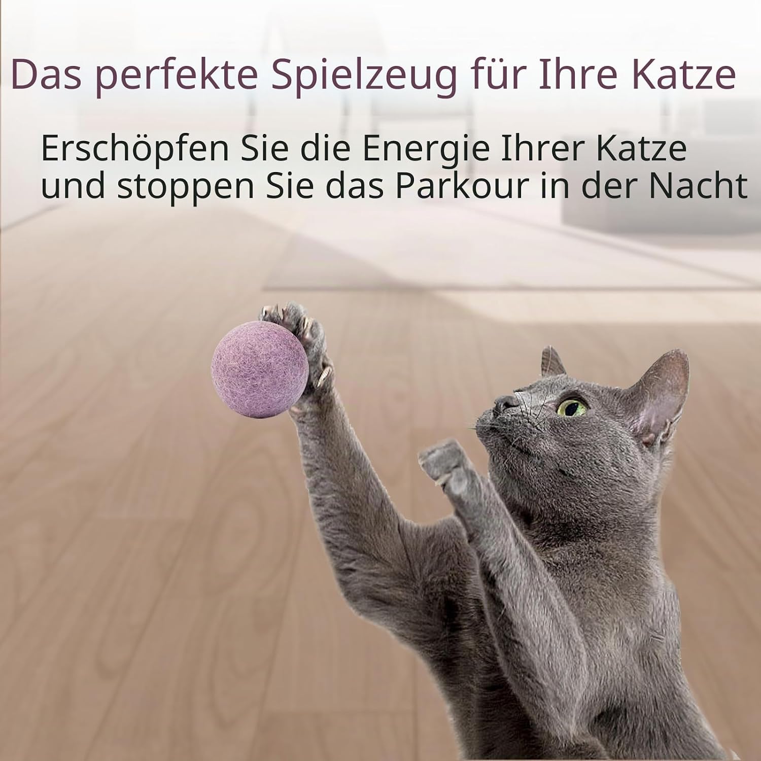 Detalle de APKOL 12 Filzbälle Katzen – handgefertigte Filzkugeln aus 100% Wolle