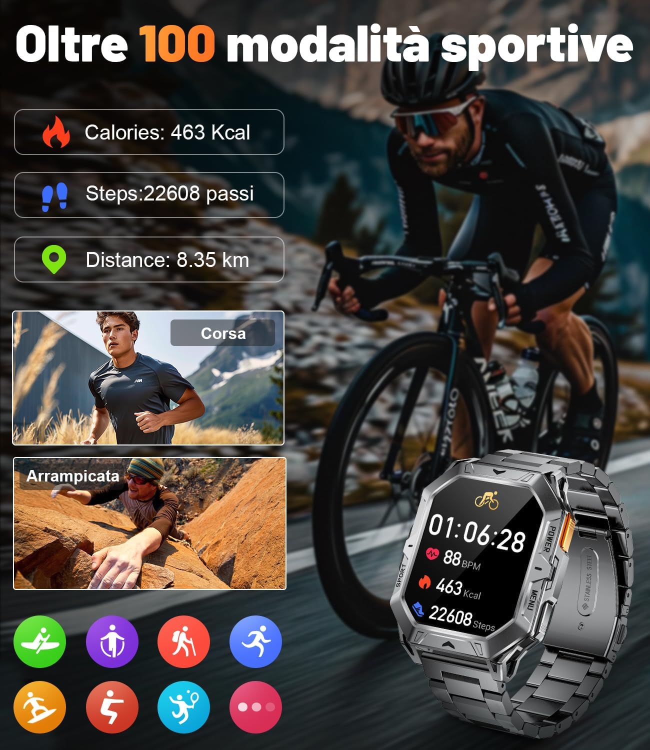 Thumbnail 4 de LIGE Smartwatch Militare Uomo 1000mAh