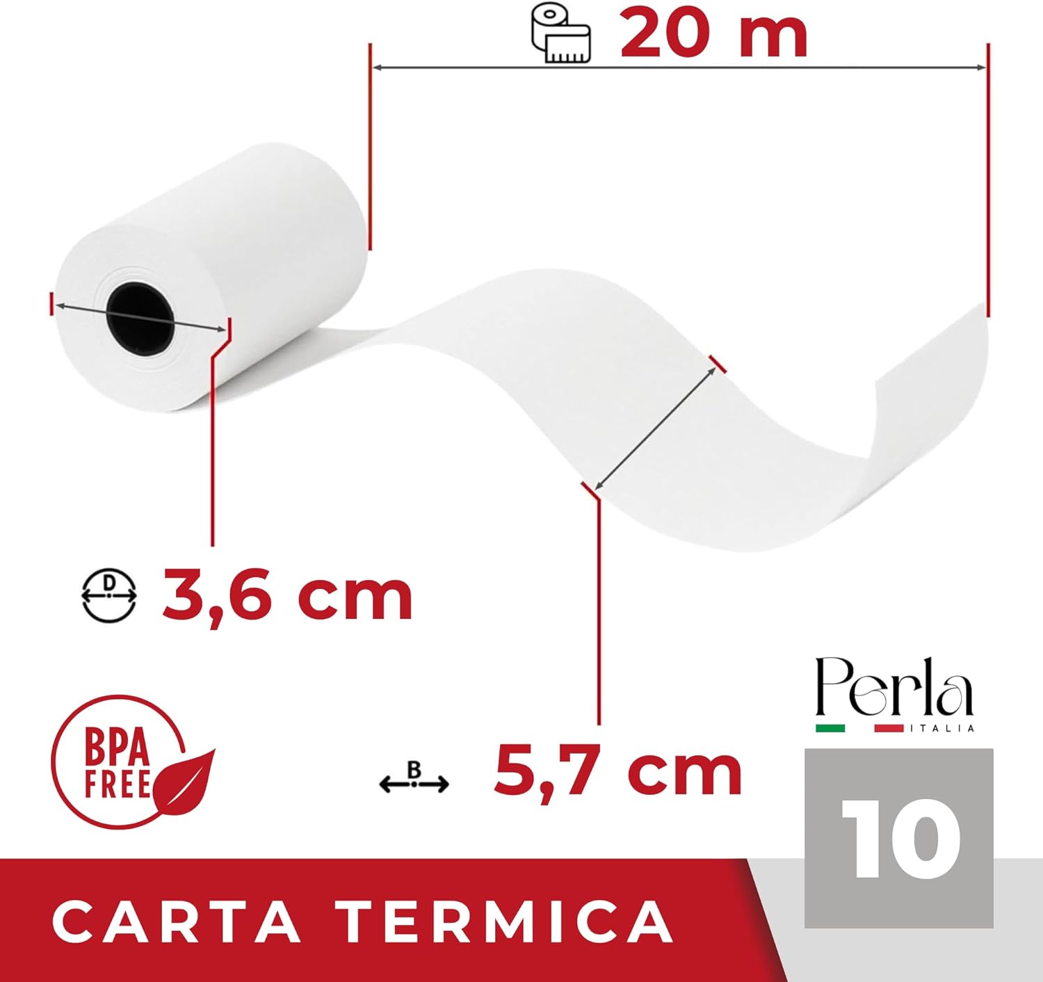 Thumbnail 1 de Perla 10 rotoli termici 57 mm 🧾