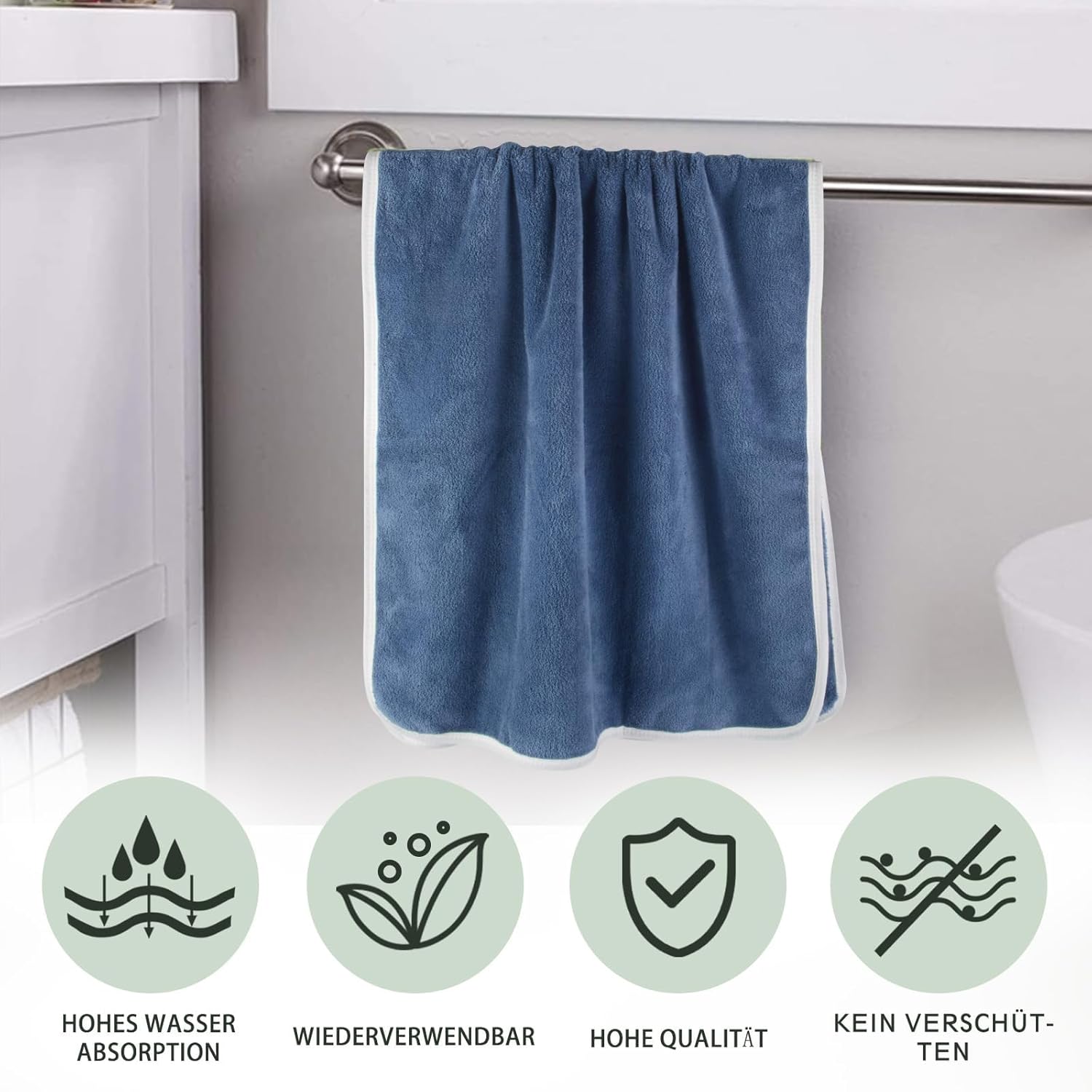 Thumbnail 3 de KinHwa 4er Set Mikrofaser-Handtücher 50x100 cm – extra saugstark, fusselarm und schnell trocknend