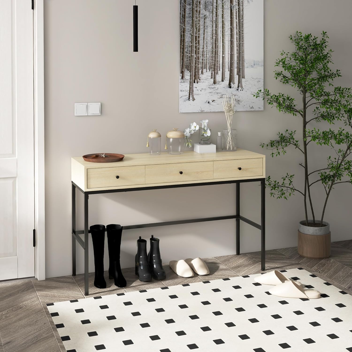 Detalle 2 de HOMCOM Table Console 120 x 39,8 cm Effet bois