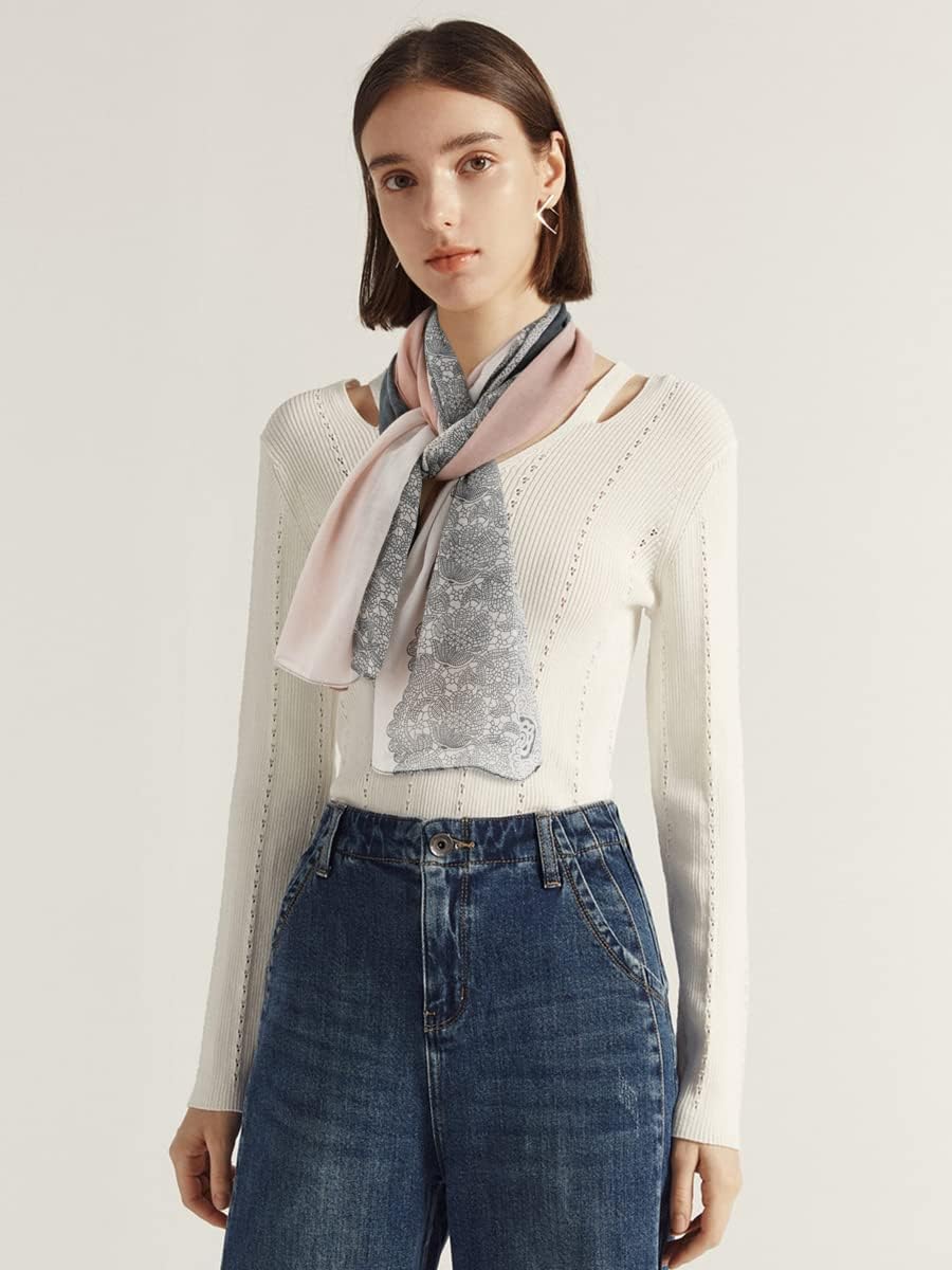 Thumbnail 2 de DAMILY Foulard Femme – Motif Dentelle, Écharpe Châle Doux et Léger en Voile de Coton