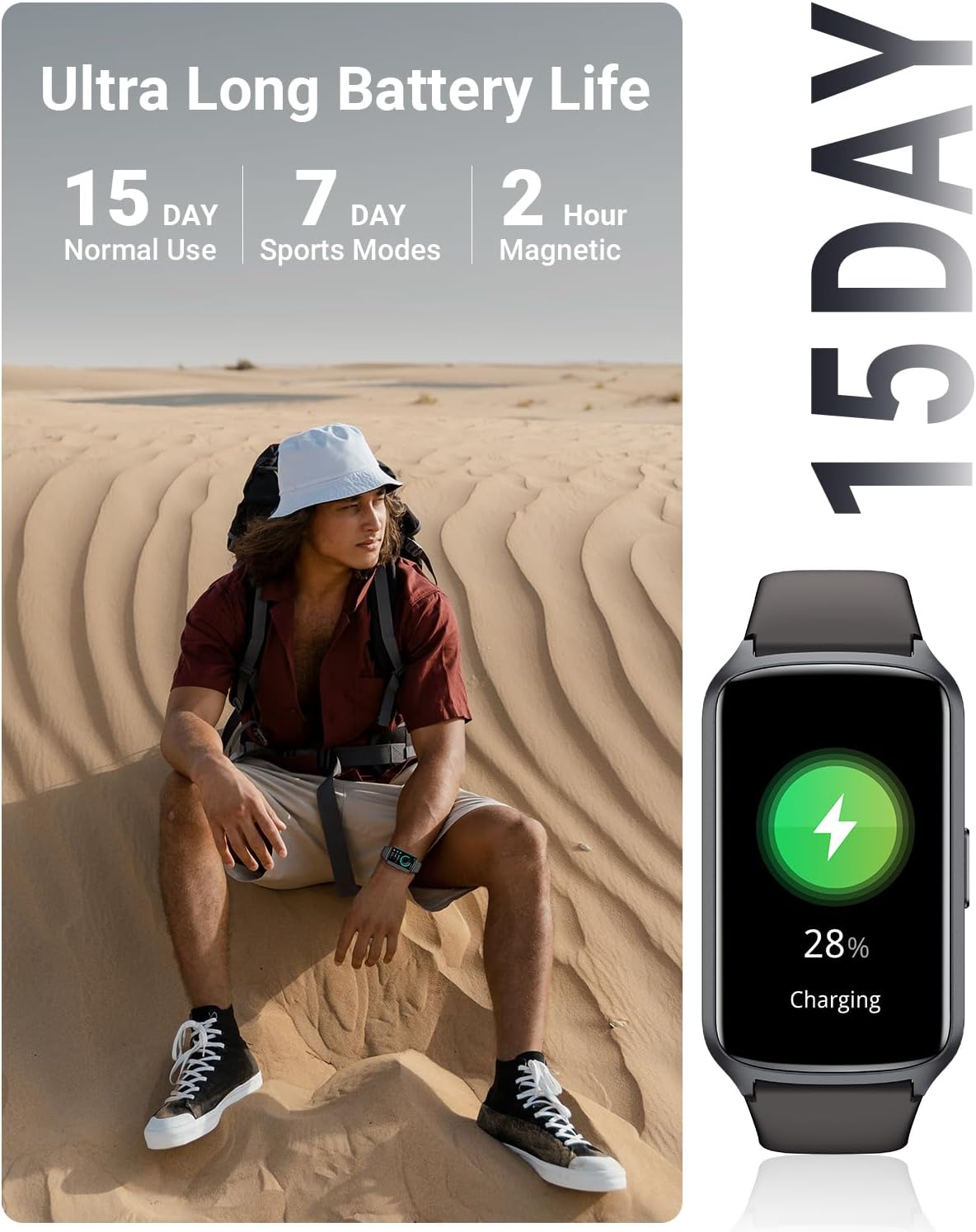 Detalle de Amzhero Health Fitness Tracker with 24/7 Heart Rate and 5ATM Waterproof