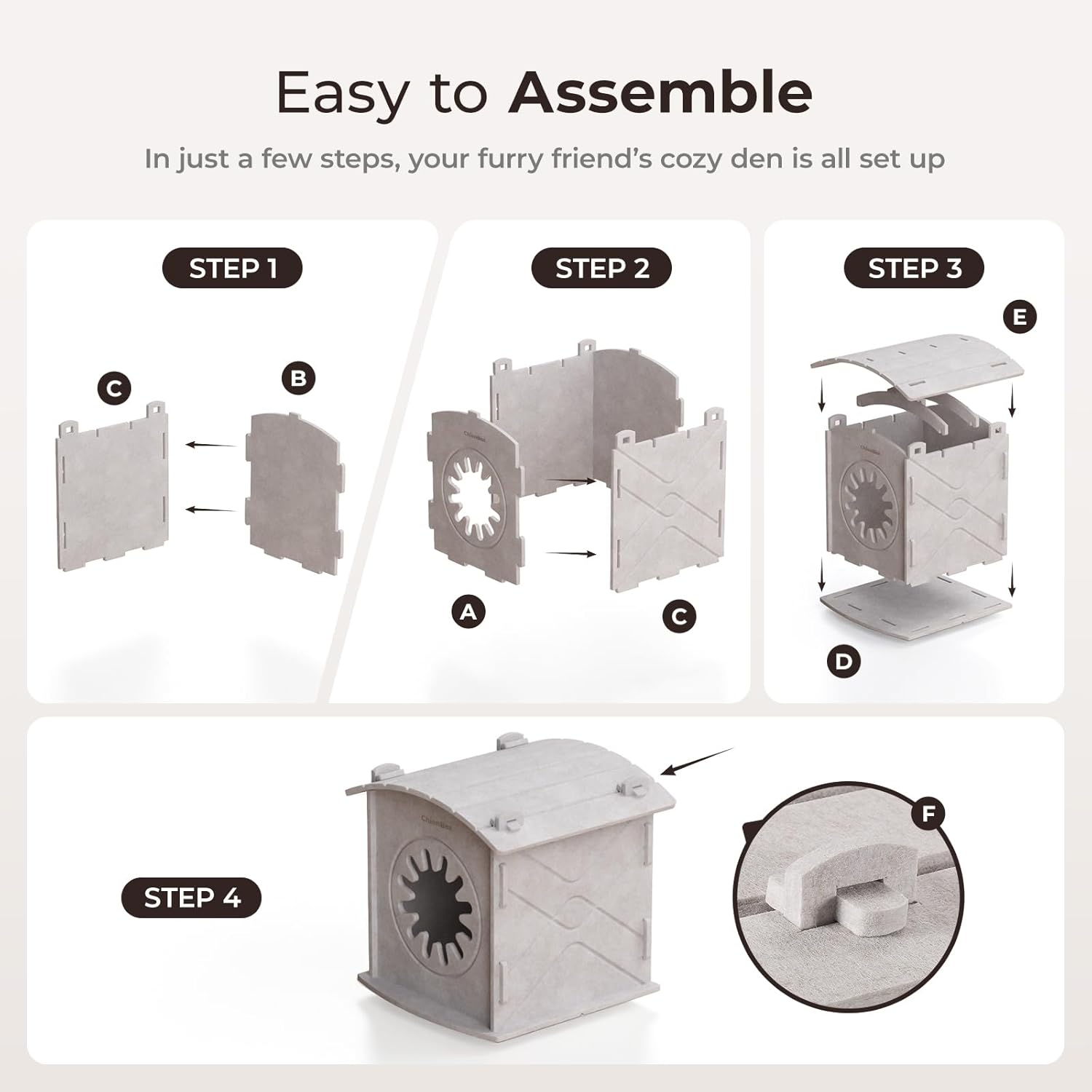 Thumbnail 5 de Chienbox Felt Cat House 38×36×38 cm cosy cave 🐱