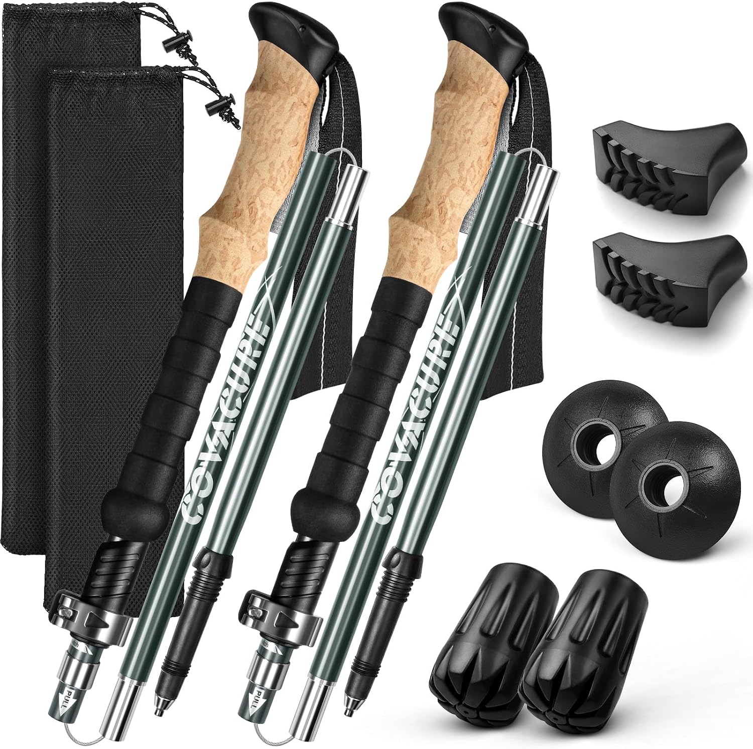 COVACURE Wanderstöcke Nordic Walking Stöcke 110–130 cm faltbar & verstellbar (2026Upgrade-Modell)