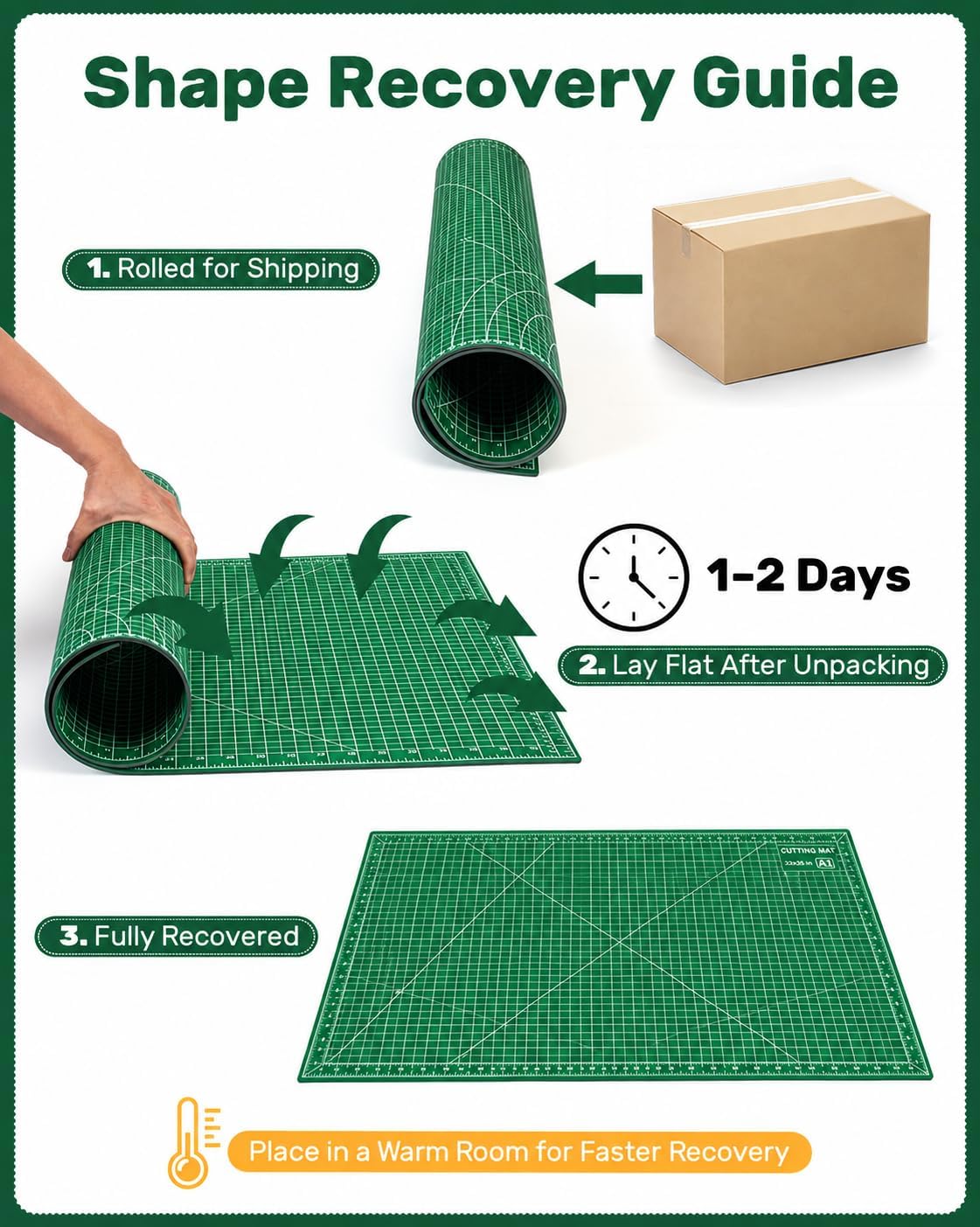Thumbnail 2 de Tujurich Self Healing Double-Sided Cutting Mat, 23" x 35" (Rotary & Craft Use), Green