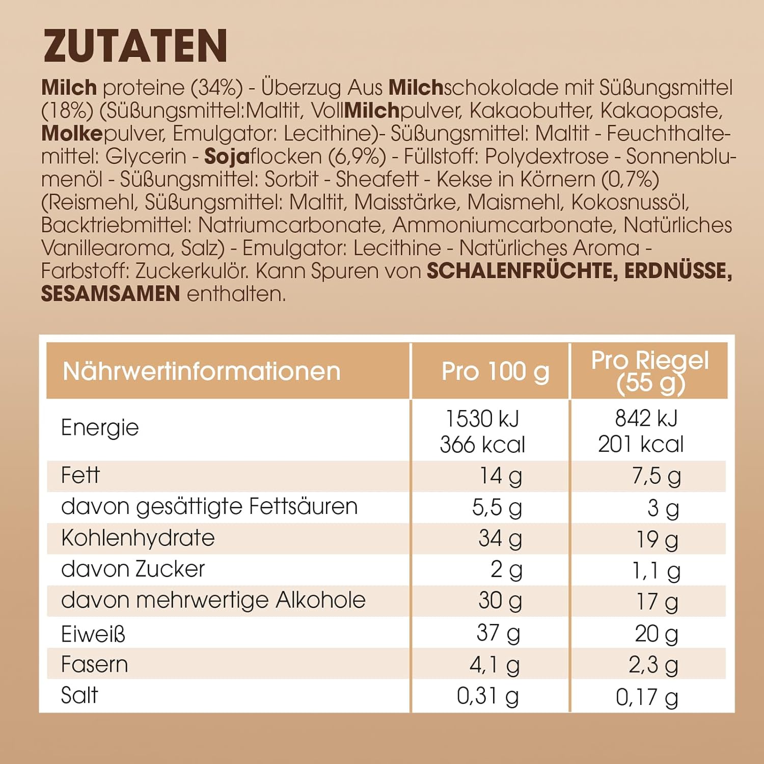 Detalle de Enervit The Protein Deal Crispy Cookie Treat – Proteinriegel mit Milchschokoladenüberzug (12 Riegel à 55 g)