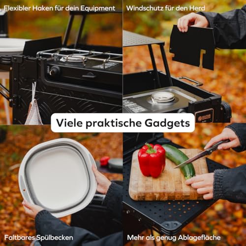 Thumbnail 7 de NATURBUMMLER CompactCook+ 2.0: Faltbare Campingküche mit Gasherd, Spüle & Stauraum