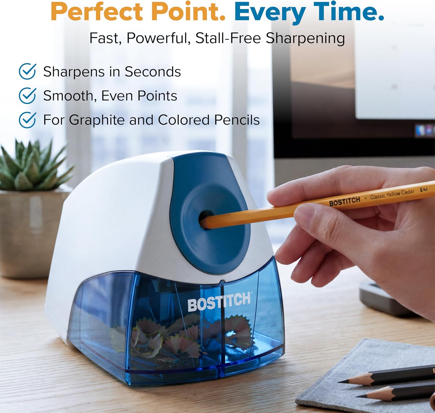 Detalle de Bostitch Office Electric Pencil Sharpener — Heavy-Duty, Stall-Free Motor for Classroom & Desk