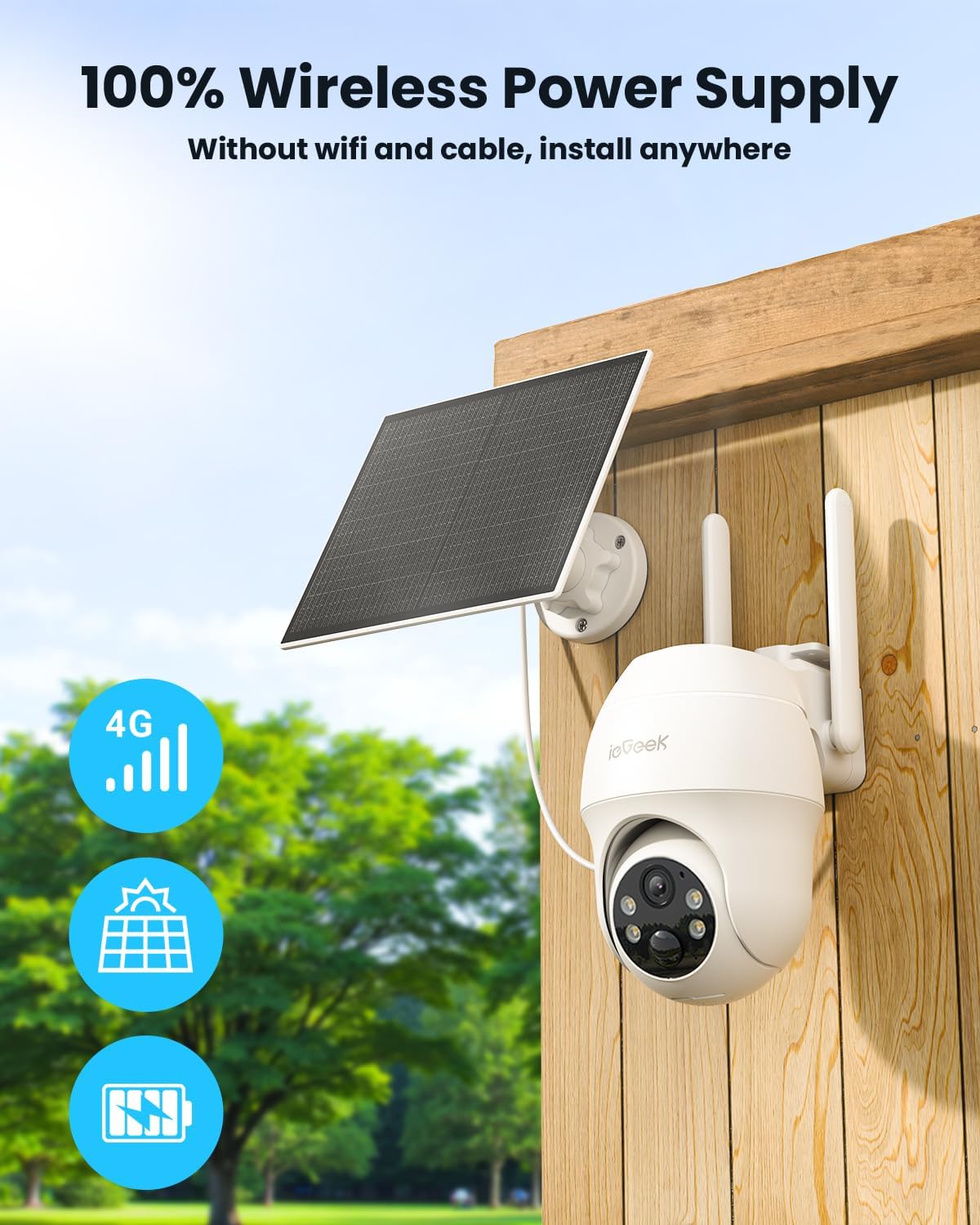 Thumbnail 6 de ieGeek 4G LTE Cellular Solar Security Camera Outdoor – 2K, No WiFi, Solar Powered with SIM Card